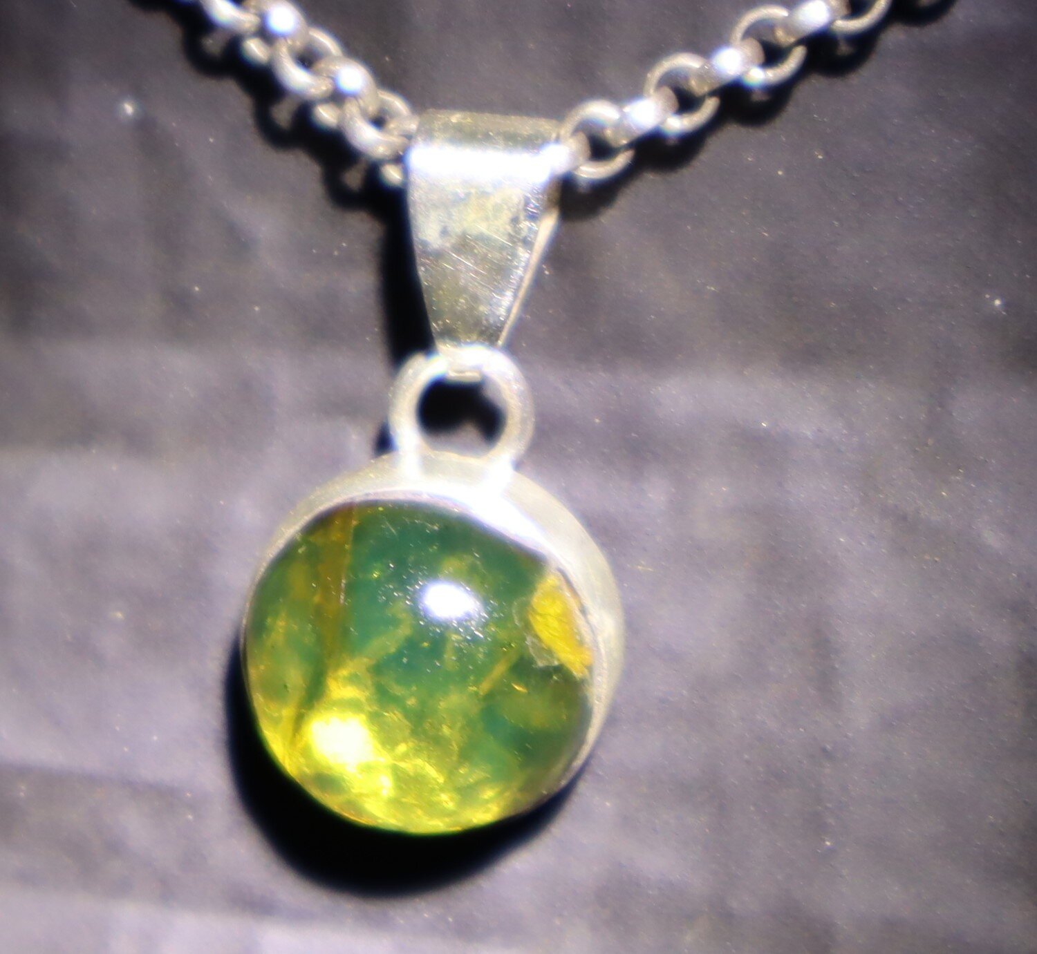 Lovely Natural Clear Smoky Green Amber .925 Sterling Silver Pendant 23mm – photo 5