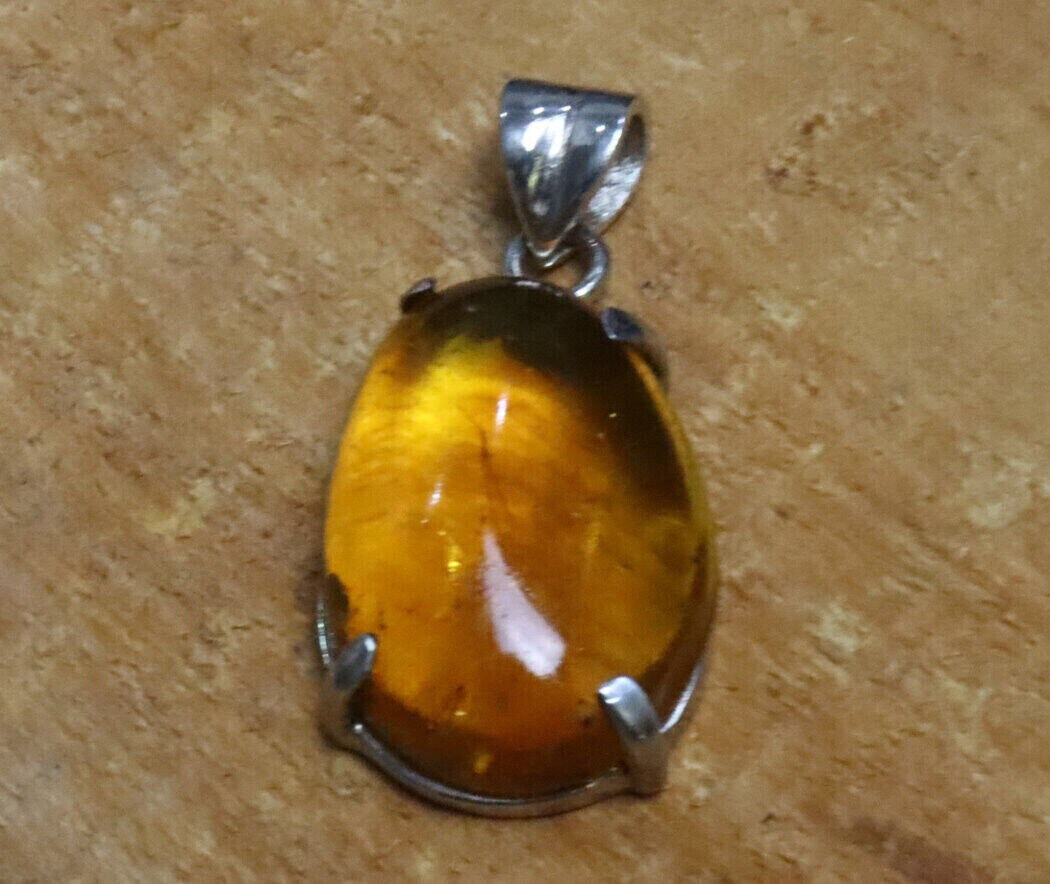 Impressive Natural Clear Orange Yellow Amber .925 Sterling Silver Pendant 37mm – photo 4