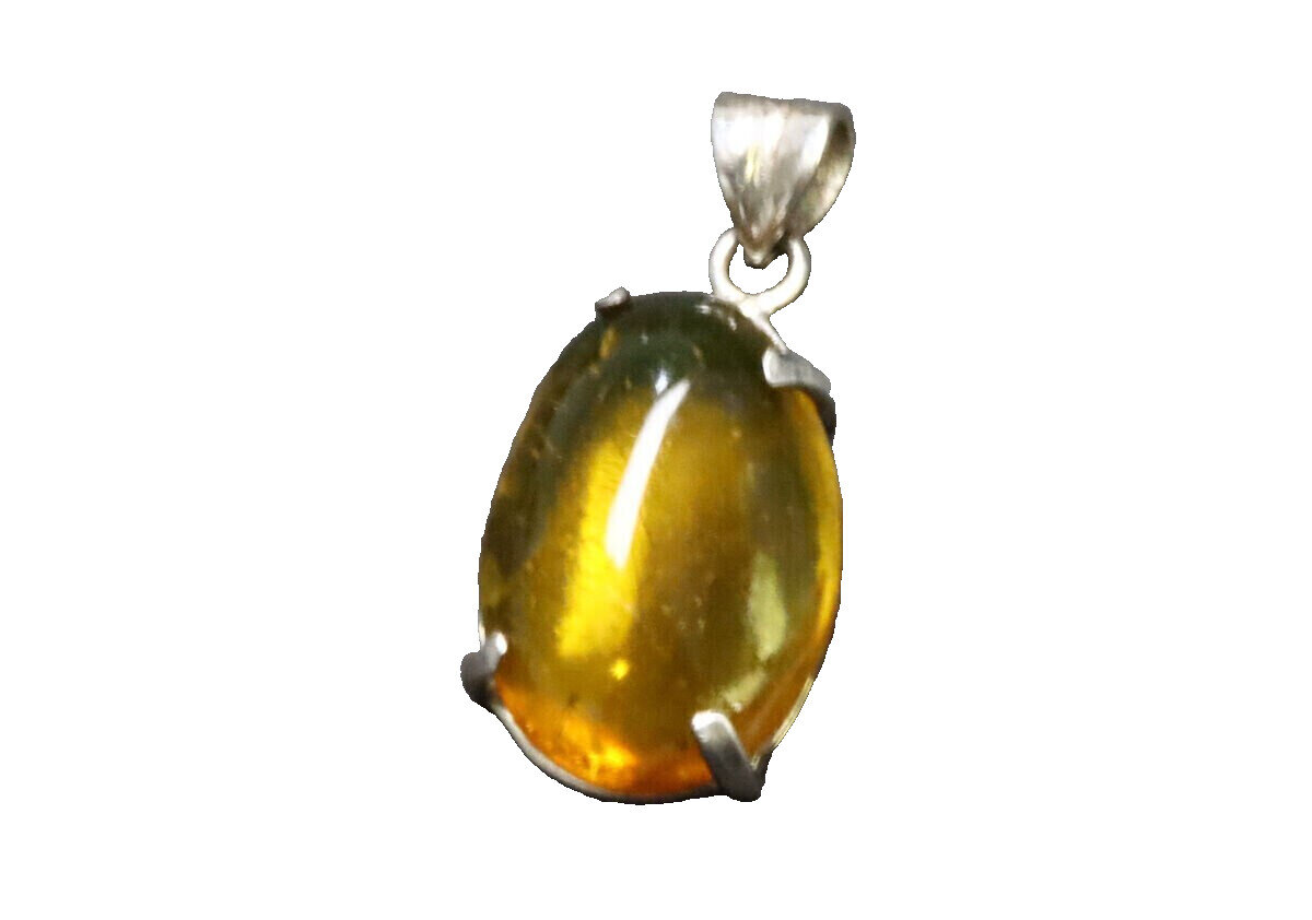 Impressive Natural Clear Orange Yellow Amber .925 Sterling Silver Pendant 37mm – photo 5