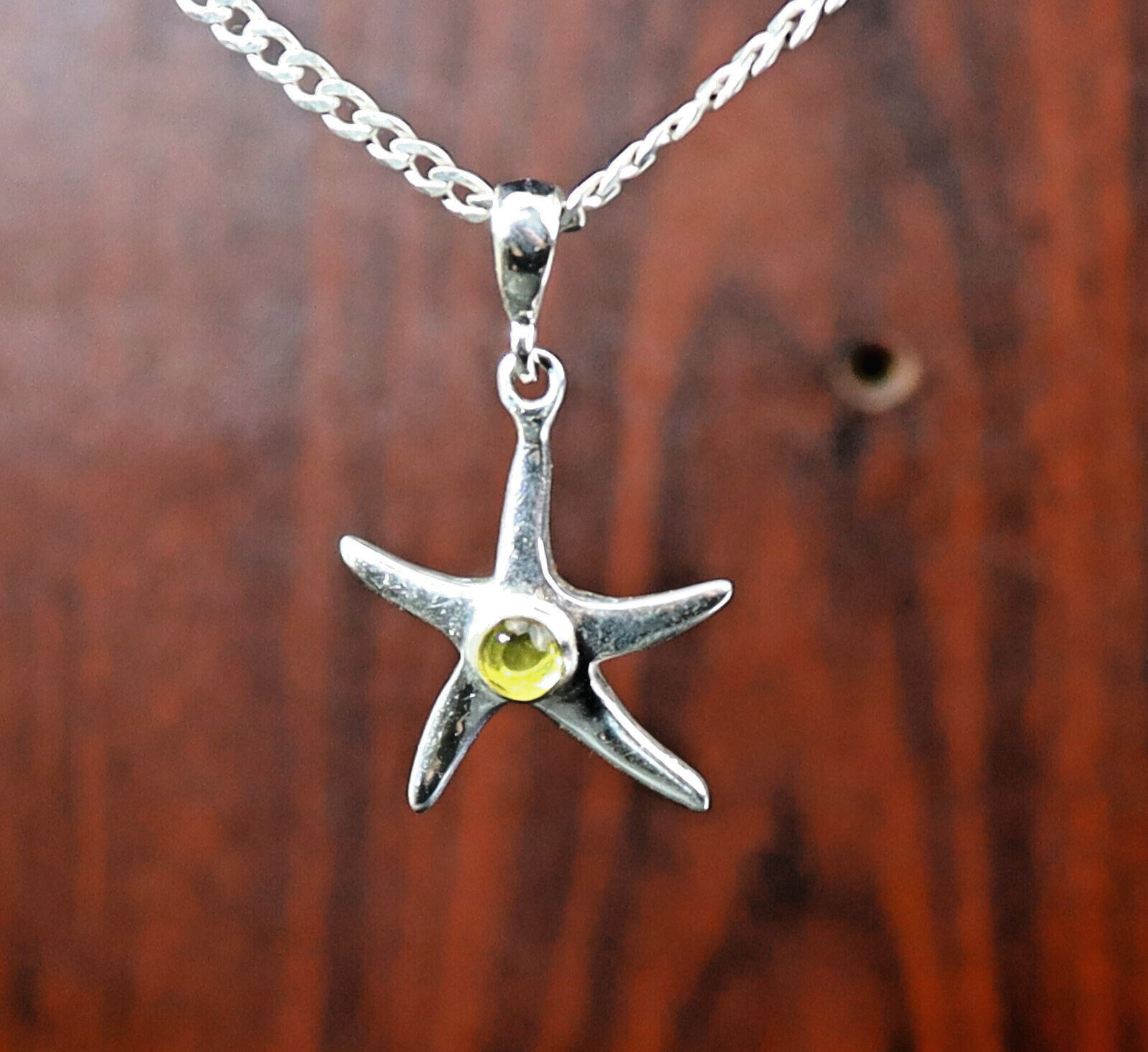 Lovely Natural Clear Yellow Green Amber .925 Sterling Silver Sea Star Pendant 38 – photo 3