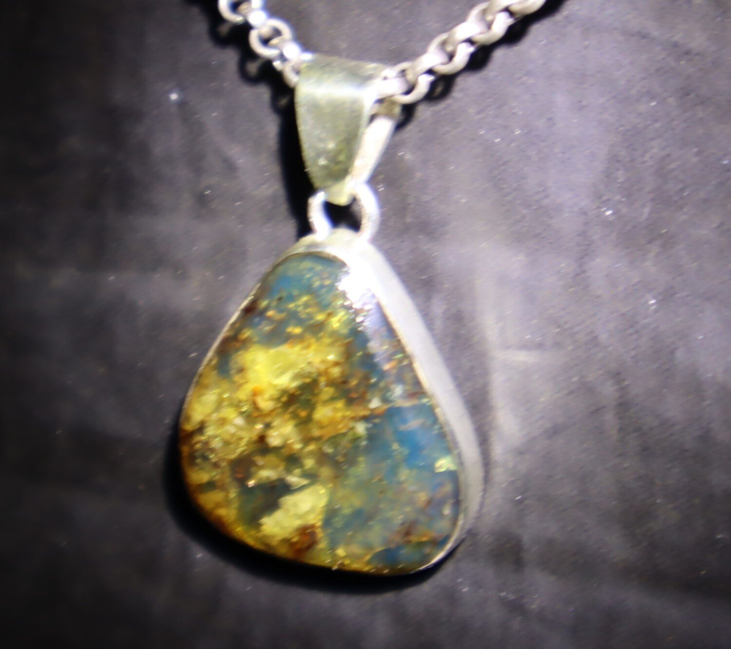 Impressive Natural Translucent Ocean Blue Amber 925 Sterling Silver Pendant 32mm – photo 8