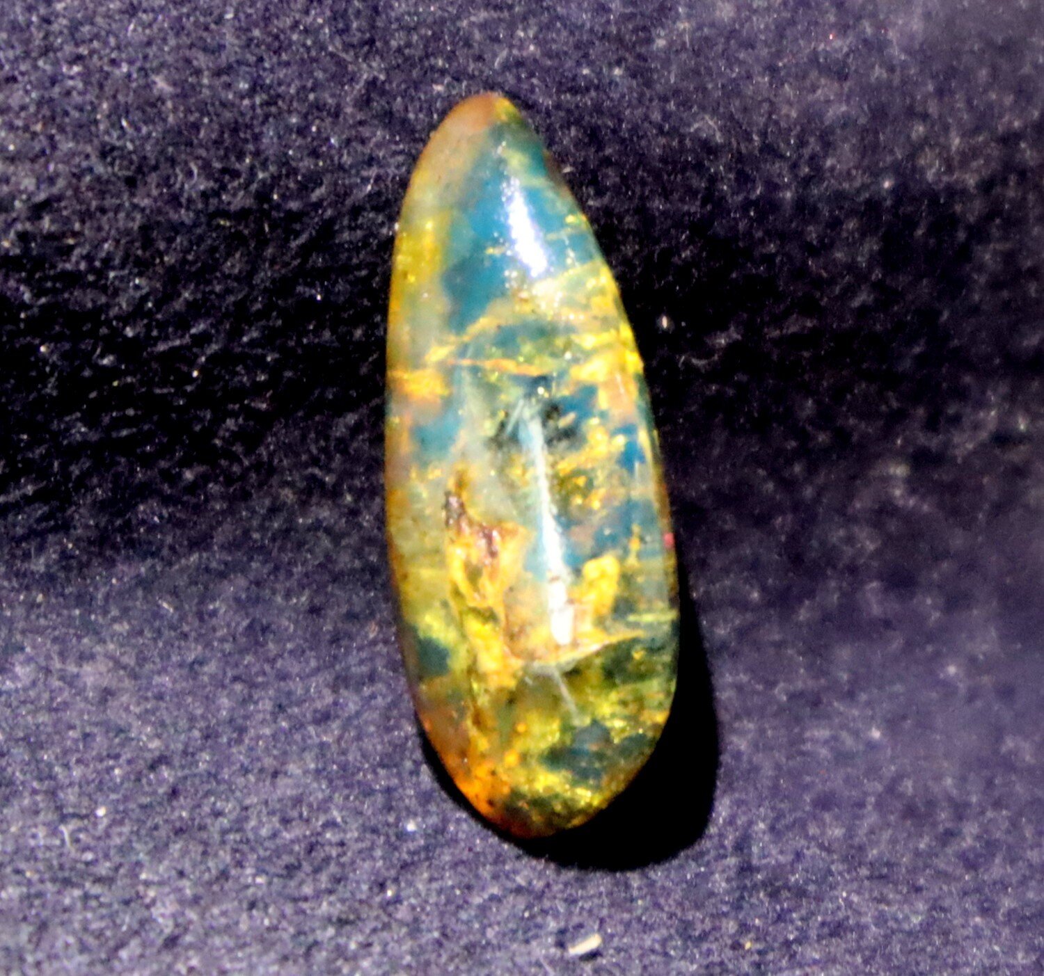 Lovely Natural Dominican Translucent Green Blue Amber Polished Stone 24mm – photo 4