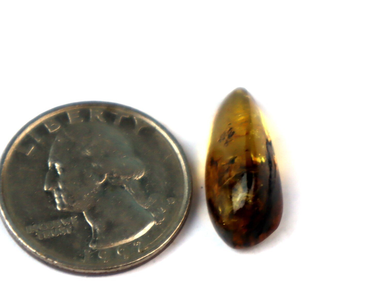 Lovely Natural Dominican Translucent Green Blue Amber Polished Stone 24mm – photo 6