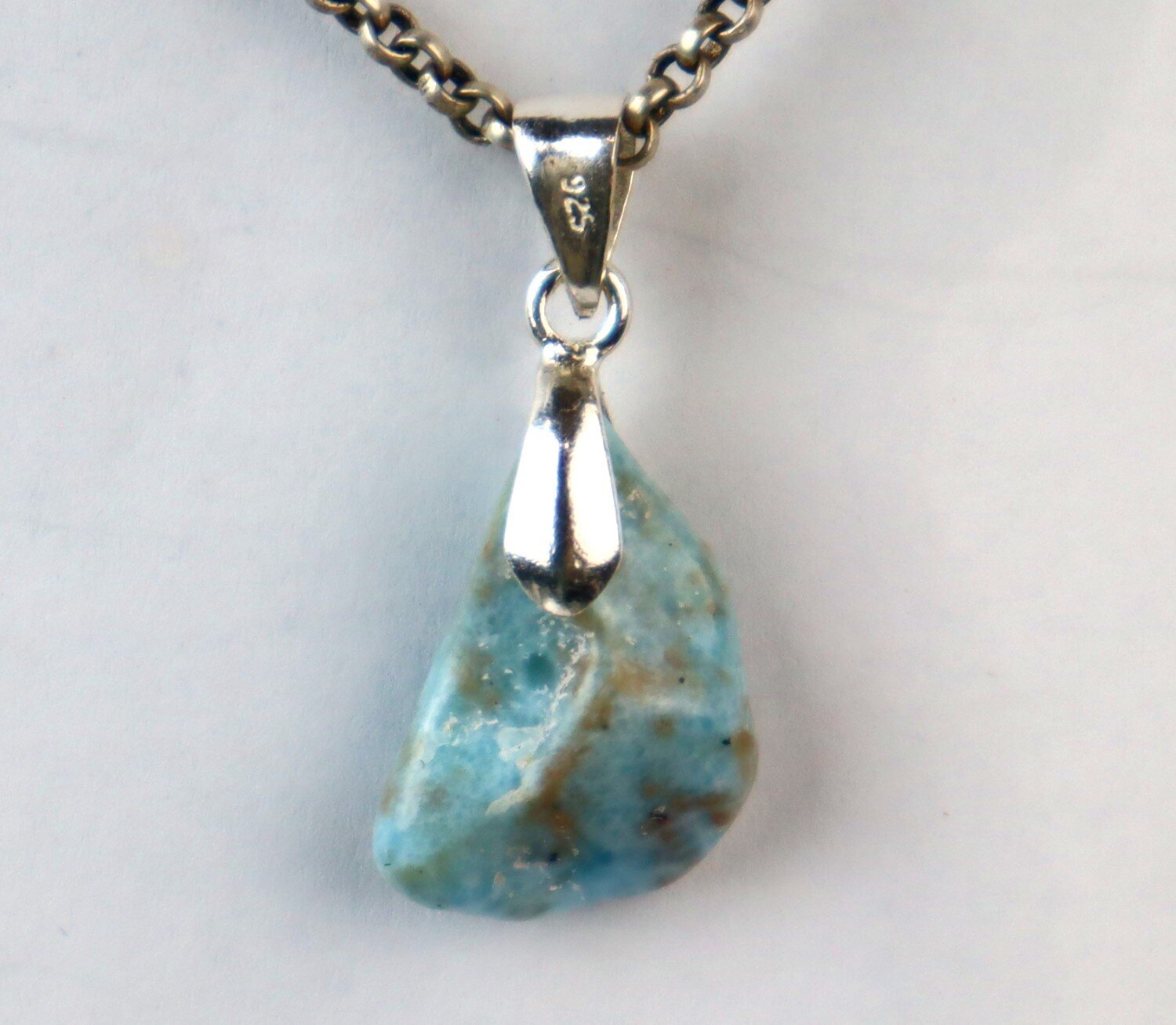 Genuine Dominican Blue Larimar Unique 925 Sterling Silver Pendant 1.3 Inch 3.5g – photo 8