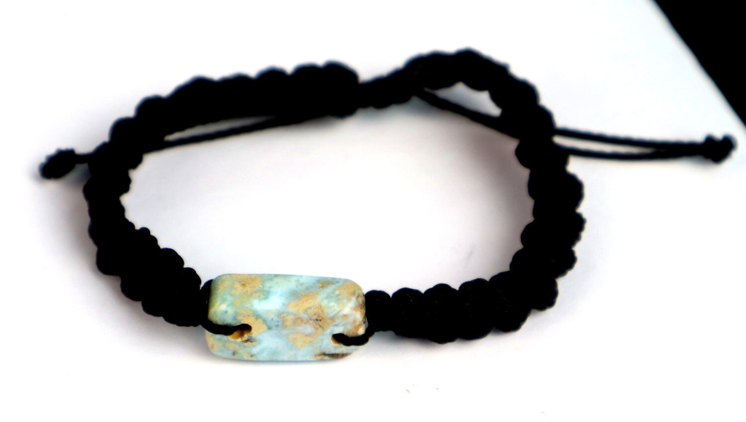 Rarest Natural Ocean Blue Larimar Bracelet Wristband adjustable cord – photo 2