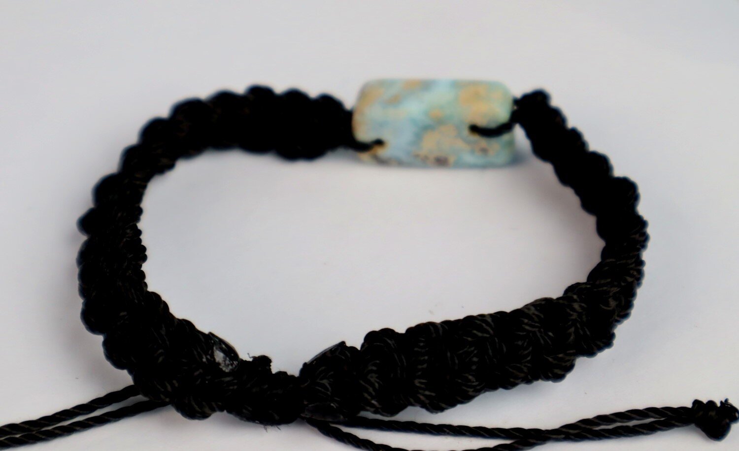 Rarest Natural Ocean Blue Larimar Bracelet Wristband adjustable cord – photo 3