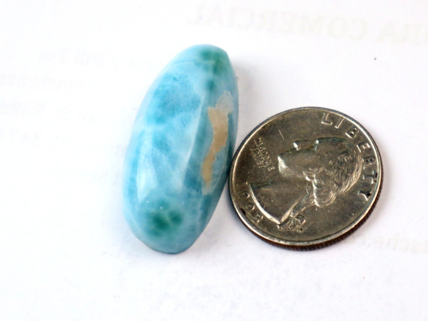 Charming Design Natural Ocean Blue Larimar Cabochon 35mm – photo 3