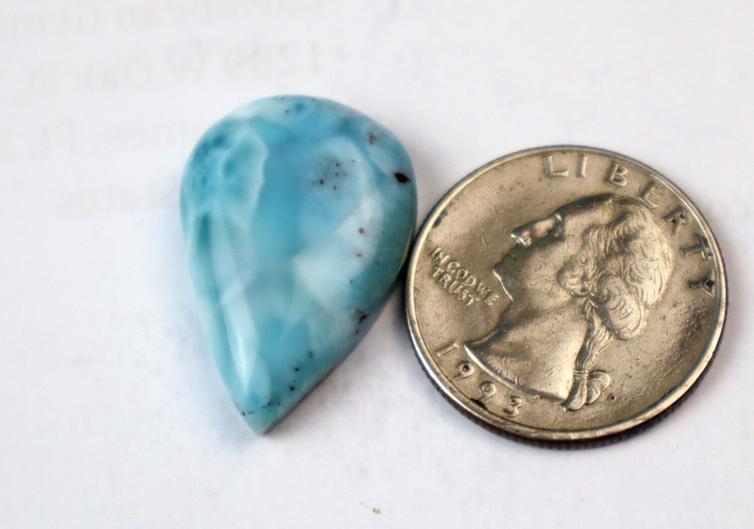 Impressive Natural Ocean Blue Larimar Teardrop Cabochon 26mm – photo 3
