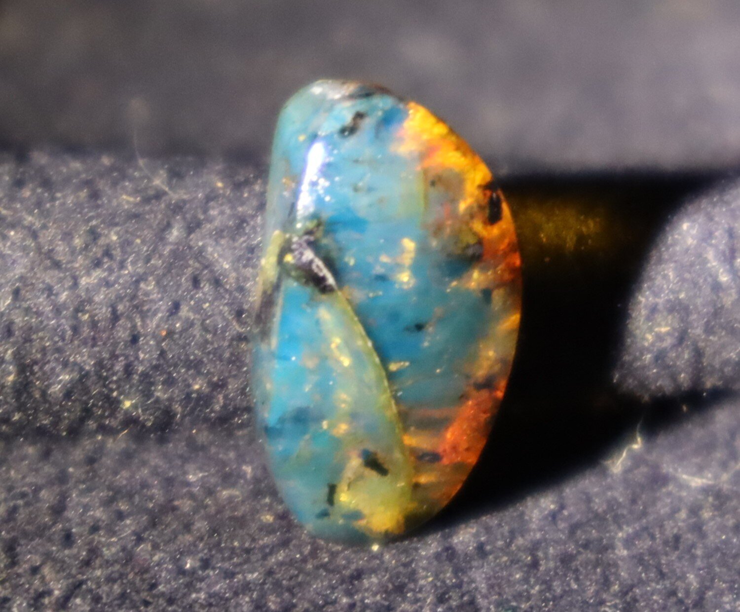 Lovely Natural Dominic. Translucent Deep Blue Amber Polished Cabochon Stone 17mm – photo 8