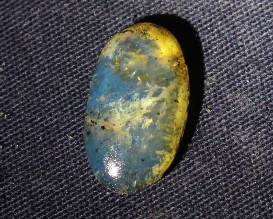Natural Dominican Yellow Blue Amber Polished Oval Stone Cabochon 22mm – photo 4