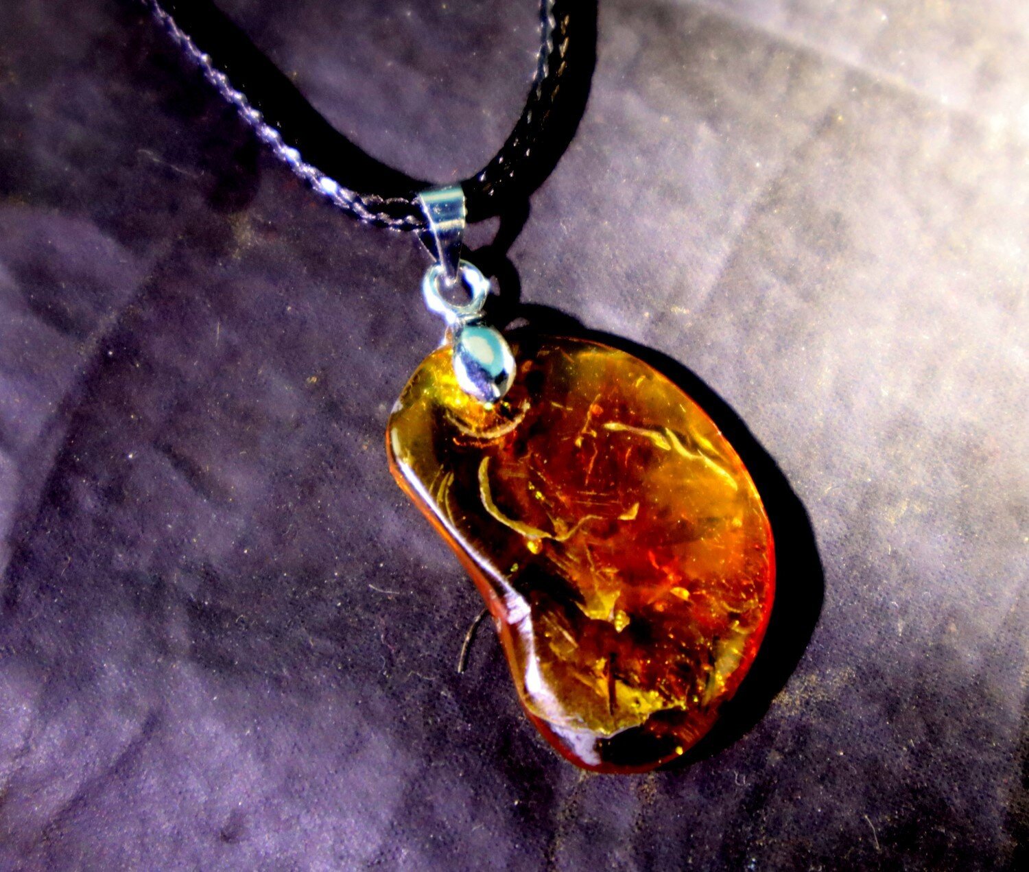 Charming Design Natural Clear Orange Amber Fossil inclusion Necklace adjustable – photo 7