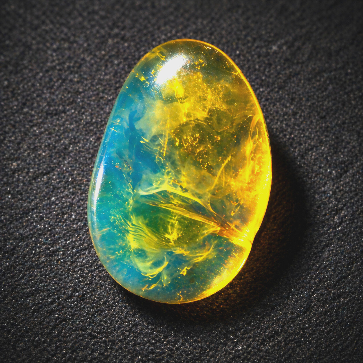 Excellent Natural Dominican Clear Ocean Blue Amber Polished Stone 20mm
