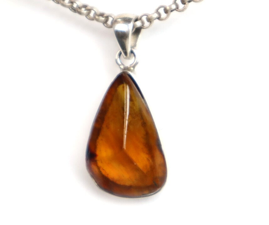 Beautiful Natural Clear Yellow Amber .925 Sterling Silver Pendant 30mm – photo 5