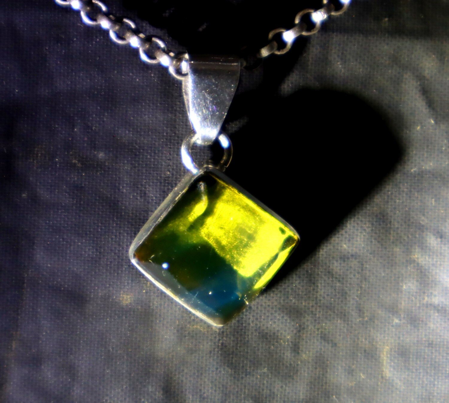 Elegant Fine Green Blue Amber 925 Sterling Silver Square Pendant 26mm – photo 9