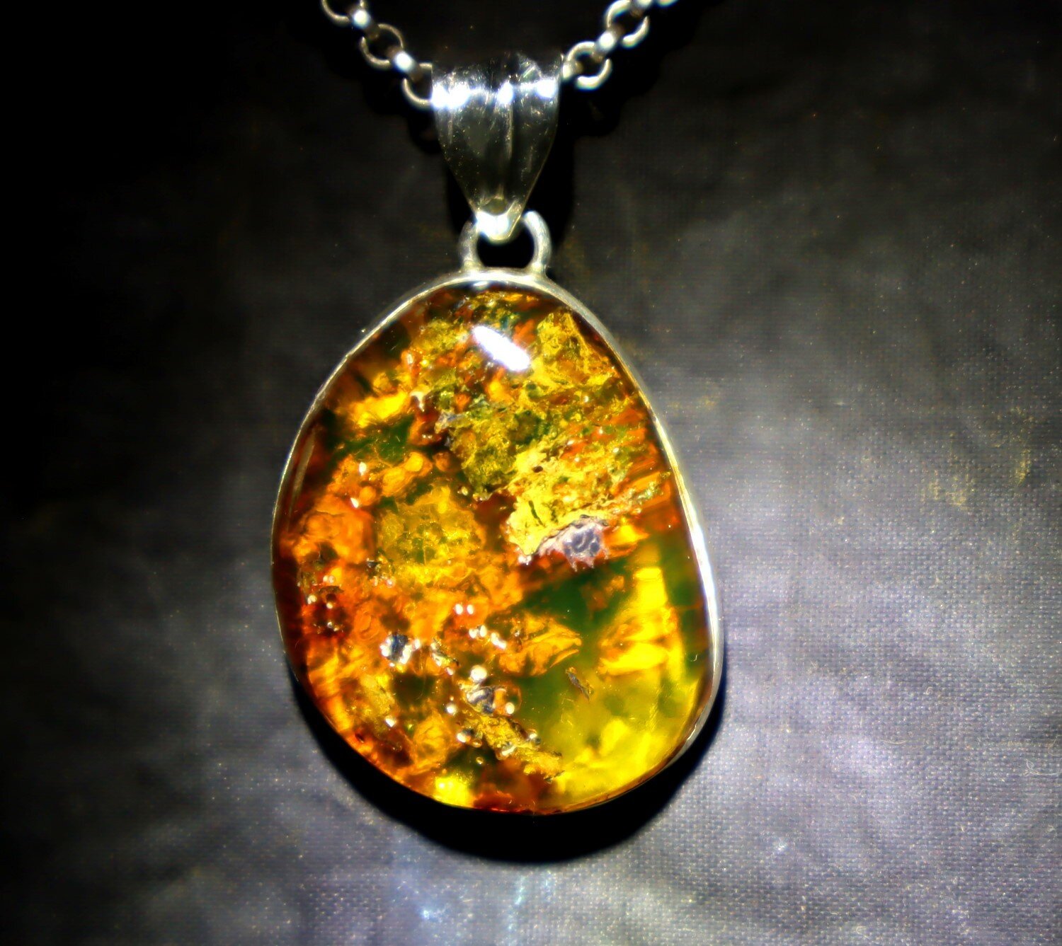 Rare Quality Golden Orange Amber 925 Sterling Silver Freeform Pendant 42mm – photo 10