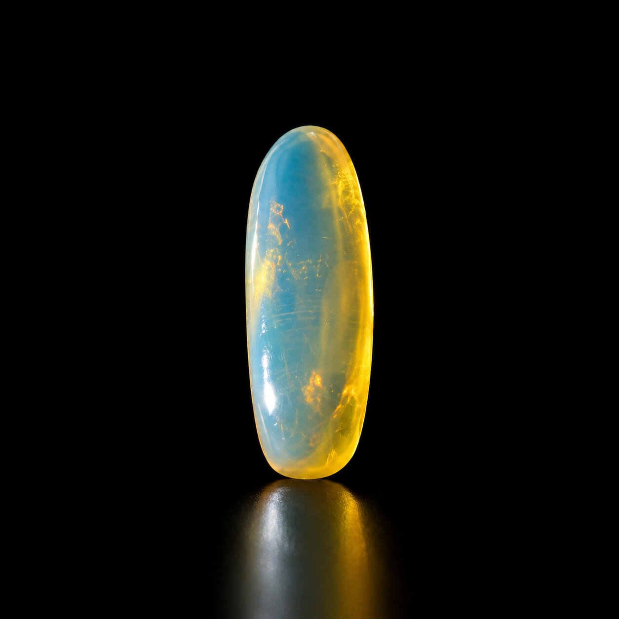 Polished Statement Blue Amber Polished Stone 17mm