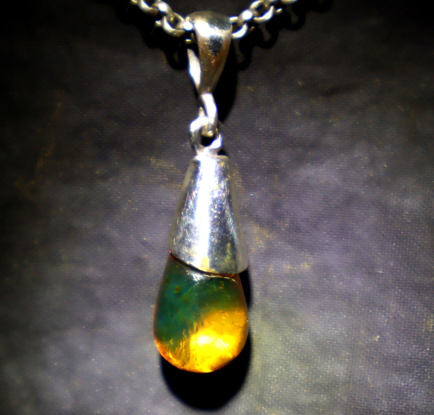 Polished Statement Deep Green Amber 925 Sterling Silver Teardrop Pendant 35mm – photo 9
