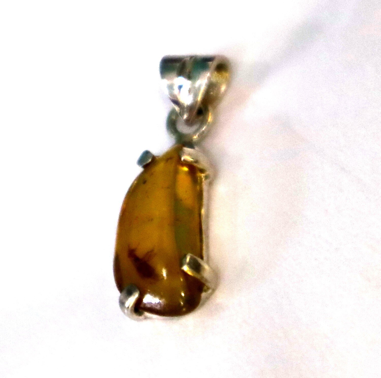 Authentic Green Blue Amber 925 Sterling Silver Freeform Pendant 29mm Fossil – photo 6