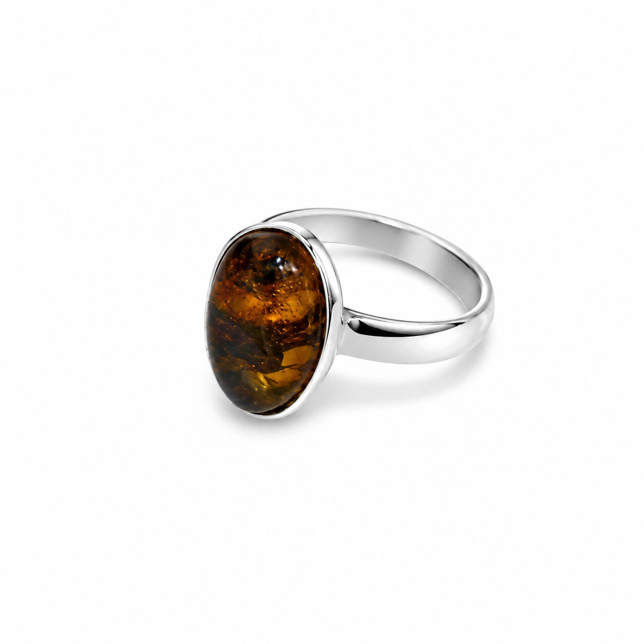 Natural Unique Orange Brown Amber 925 Sterling Silver Ring US#6.5 – photo 4