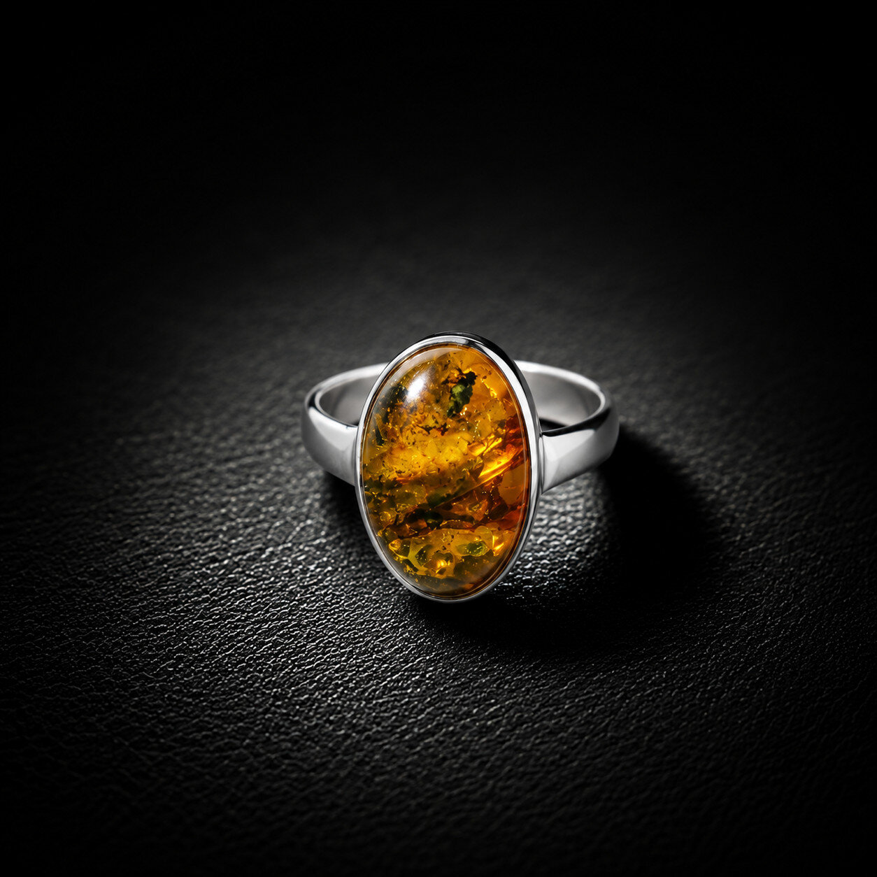 Natural Unique Orange Brown Amber 925 Sterling Silver Ring US#6.5 – photo 5