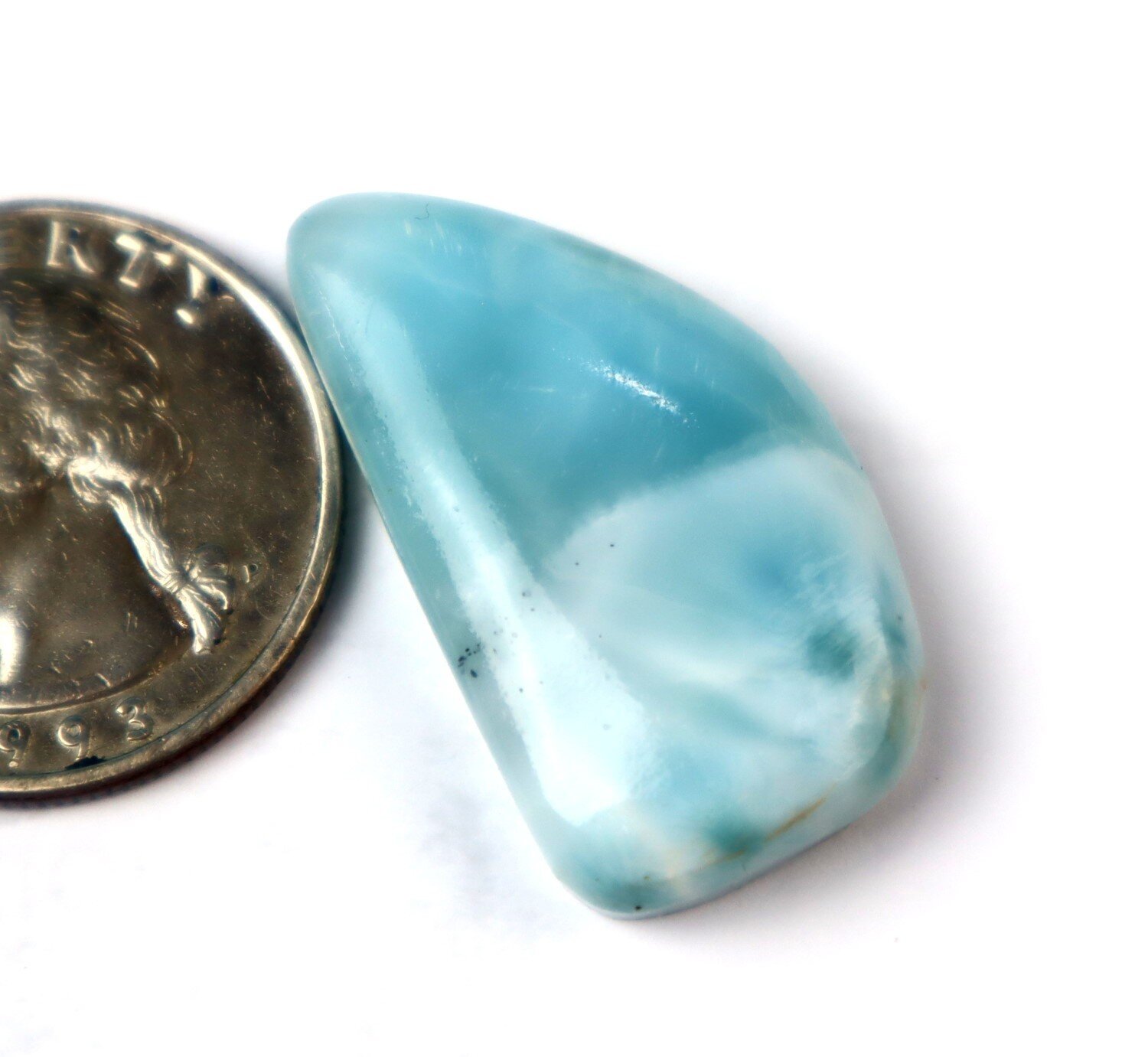 Natural Dominican Larimar Cabochon 30mm Ocean Blue – photo 3