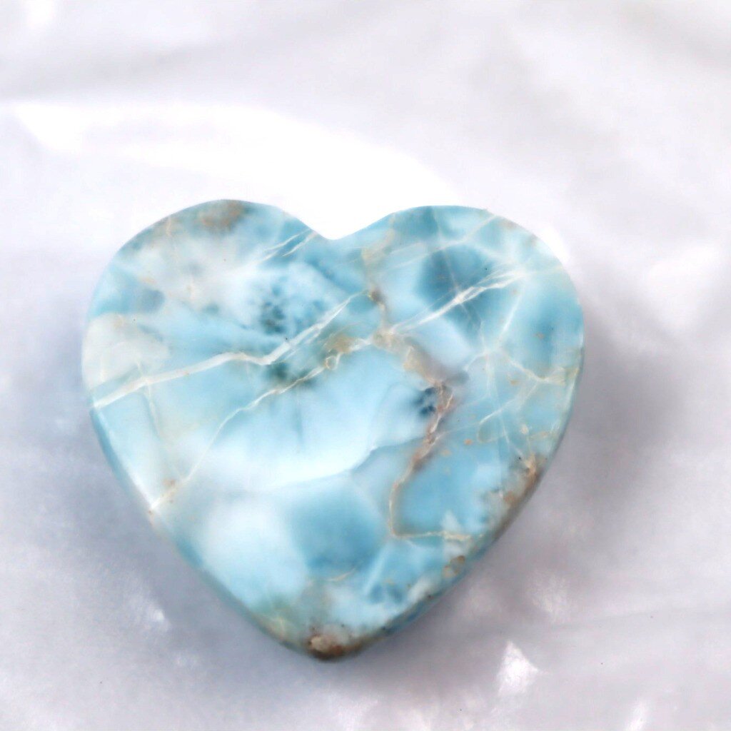 Genuine Beautiful Sky Blue Larimar Heart Cabochon 35mm – photo 6