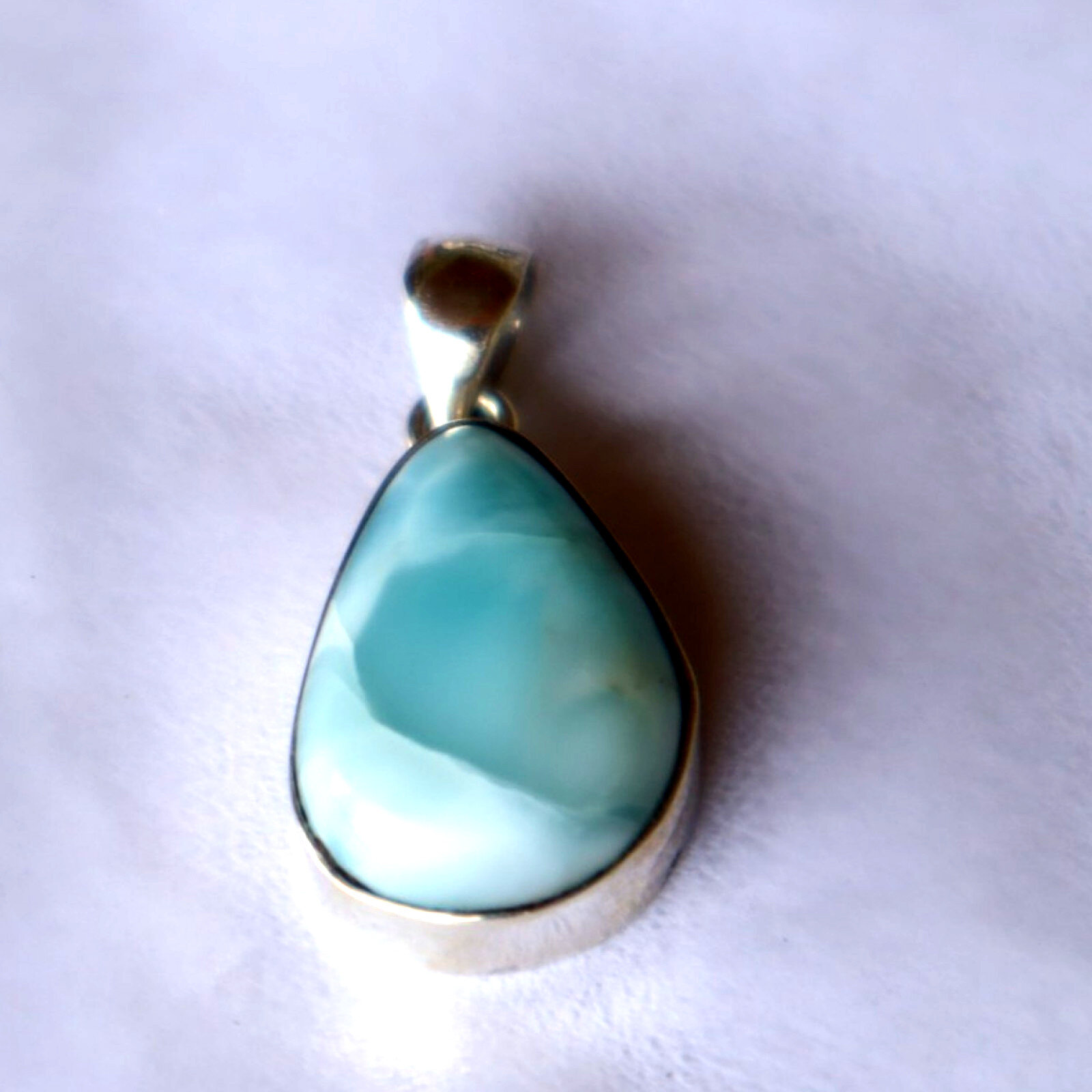 Studio Made Sky Blue Larimar 925 Sterling Silver Teardrop Pendant 30mm – photo 10