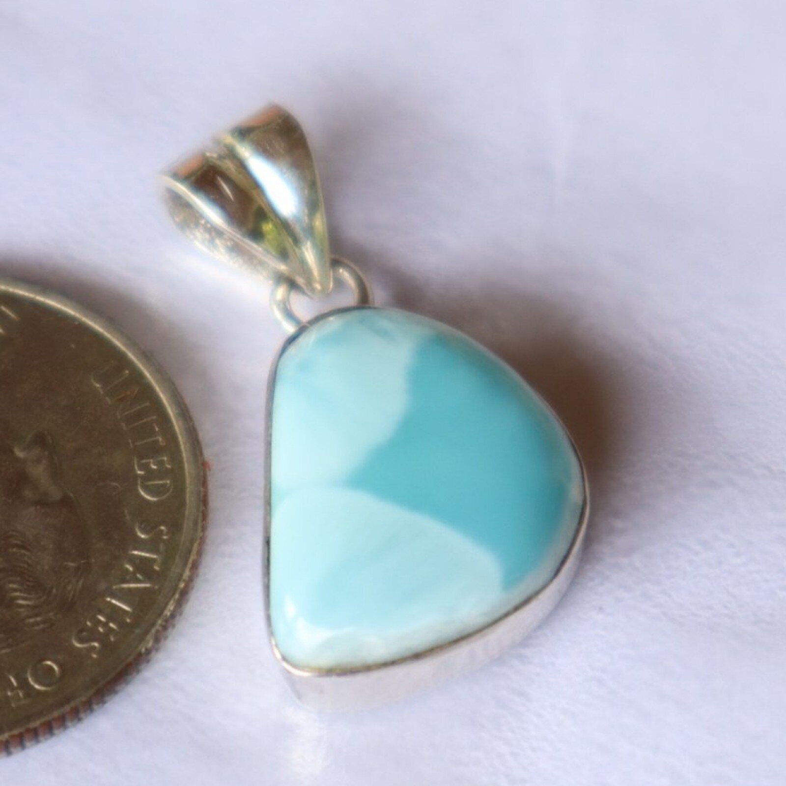 Perfect Blue Larimar Sky 925 Sterling Silver Freeform Pendant 28mm 5.2g – photo 7