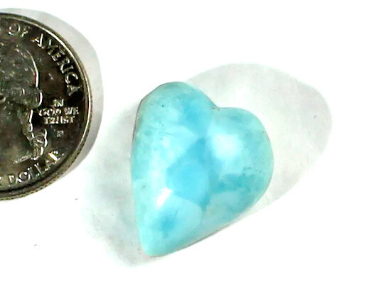 Natural Blue Heart Larimar Pendant Cabochon 22mm