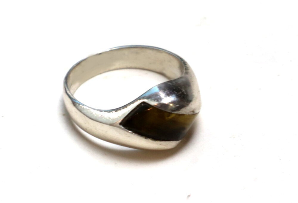 Beautiful Natural Clear Light Green Amber .925 Sterling Silver Ring #6.5 – photo 5