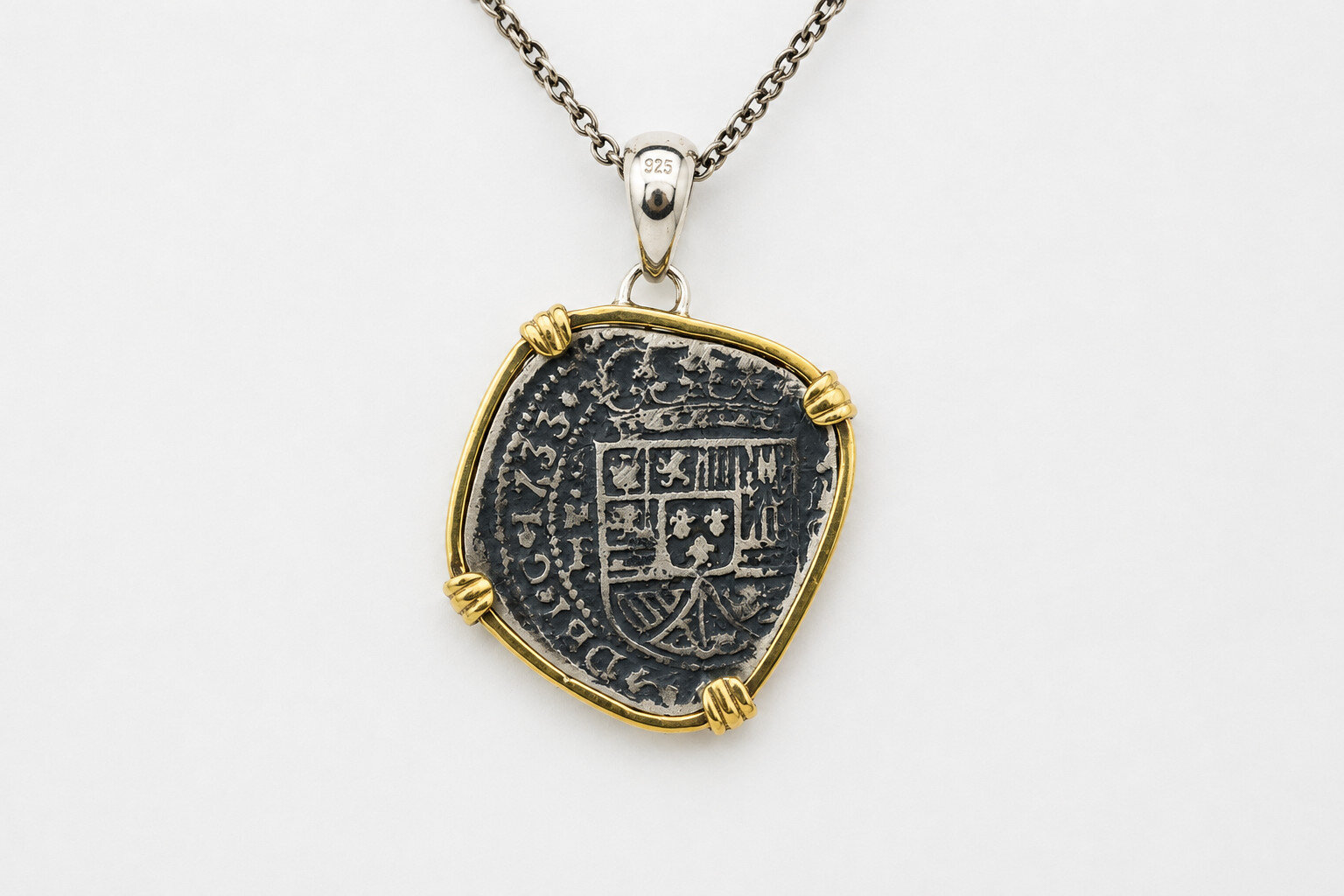 Colonial Pirate Cob Coin Pendant – Atocha Style 925 solid Sterling Silver 52mm – photo 5