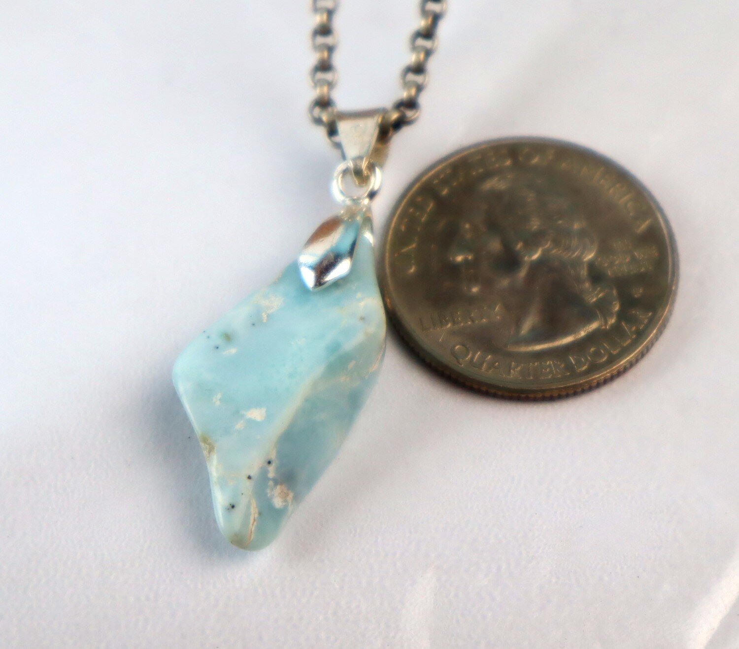 Genuine Dominican Blue Larimar Unique 925 Sterling Silver Pendant 1.5 Inch 7.9g – photo 4