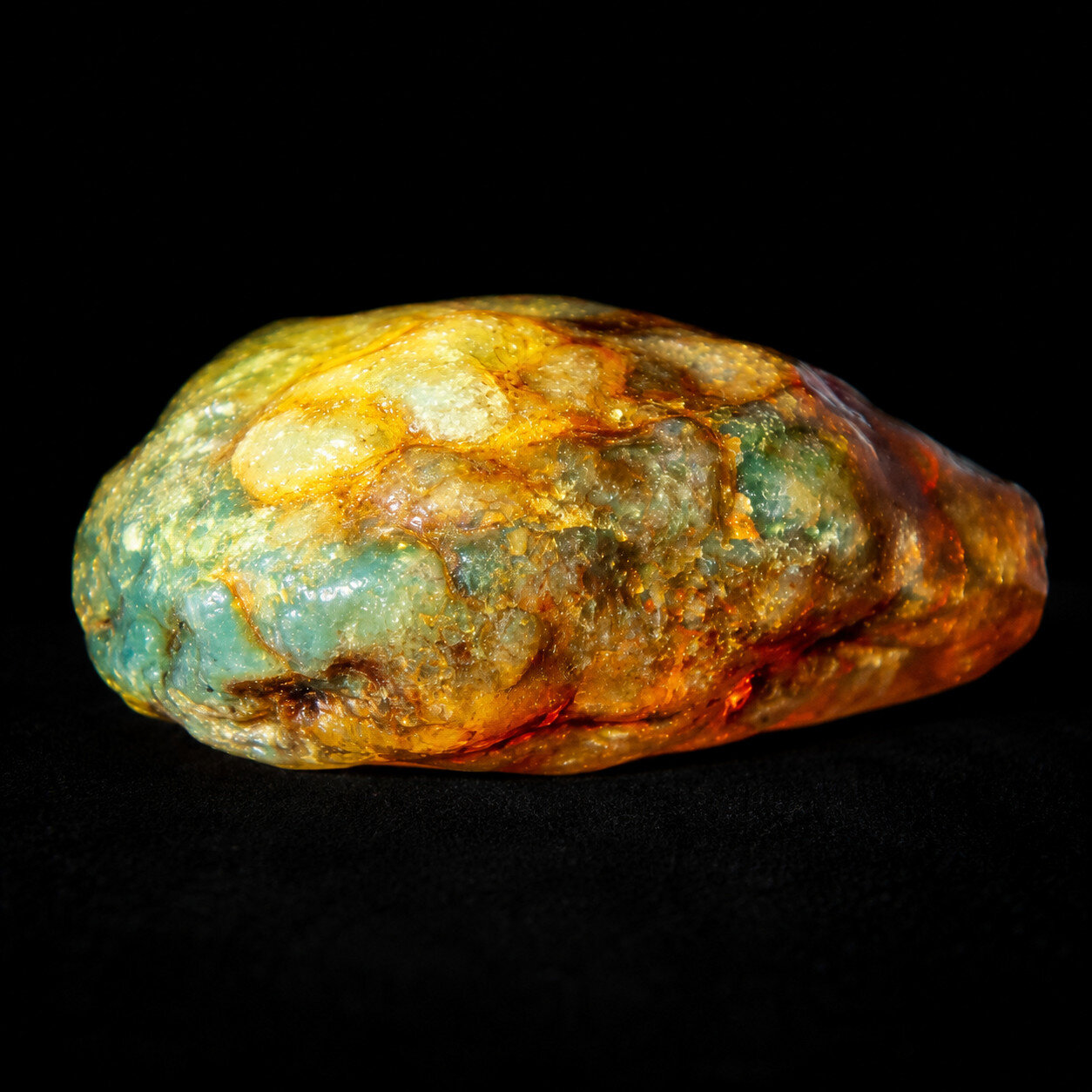 Authentic Cognac Blue Green Dominican Amber Rough Specimen Chunk 72mm 50.5g – photo 13