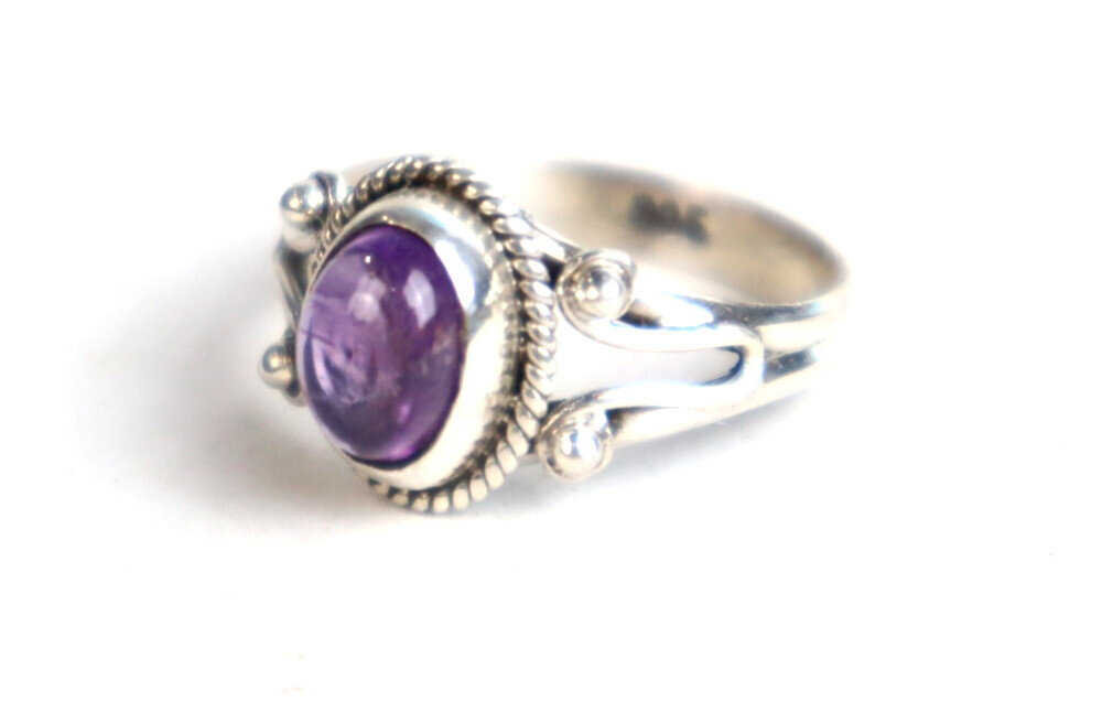 Natural Clear Deep Purple Amethyst .925 Sterling Silver Ring #6.5 – photo 6