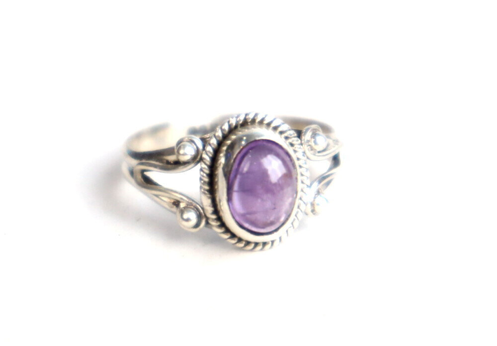 Natural Clear Deep Purple Amethyst .925 Sterling Silver Ring #6.5 – photo 3