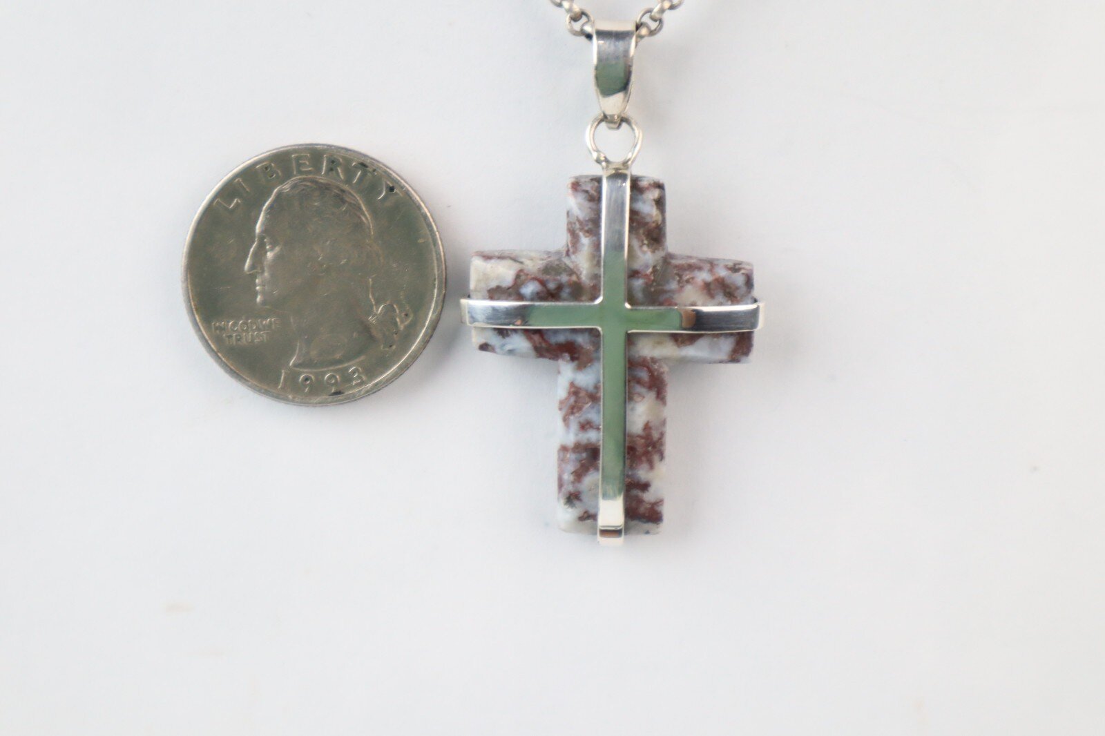 Red Blue Larimar solid 925 Sterling Silver Cross Pendant 48mm – photo 9