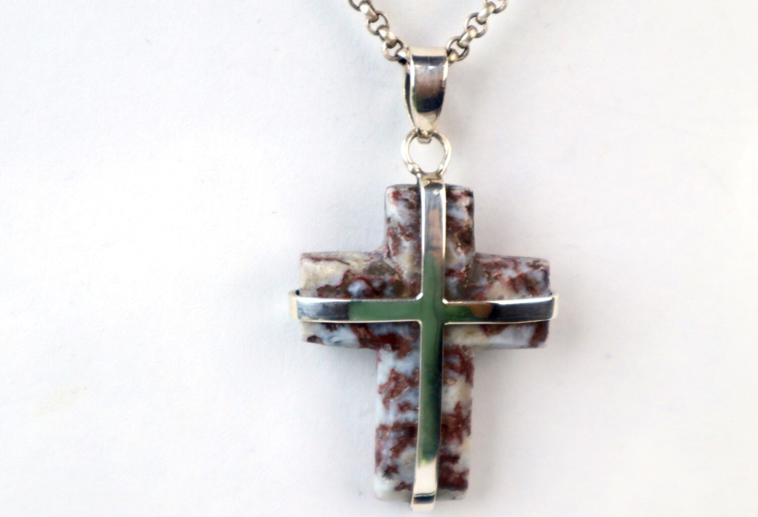 Red Blue Larimar solid 925 Sterling Silver Cross Pendant 48mm – photo 7