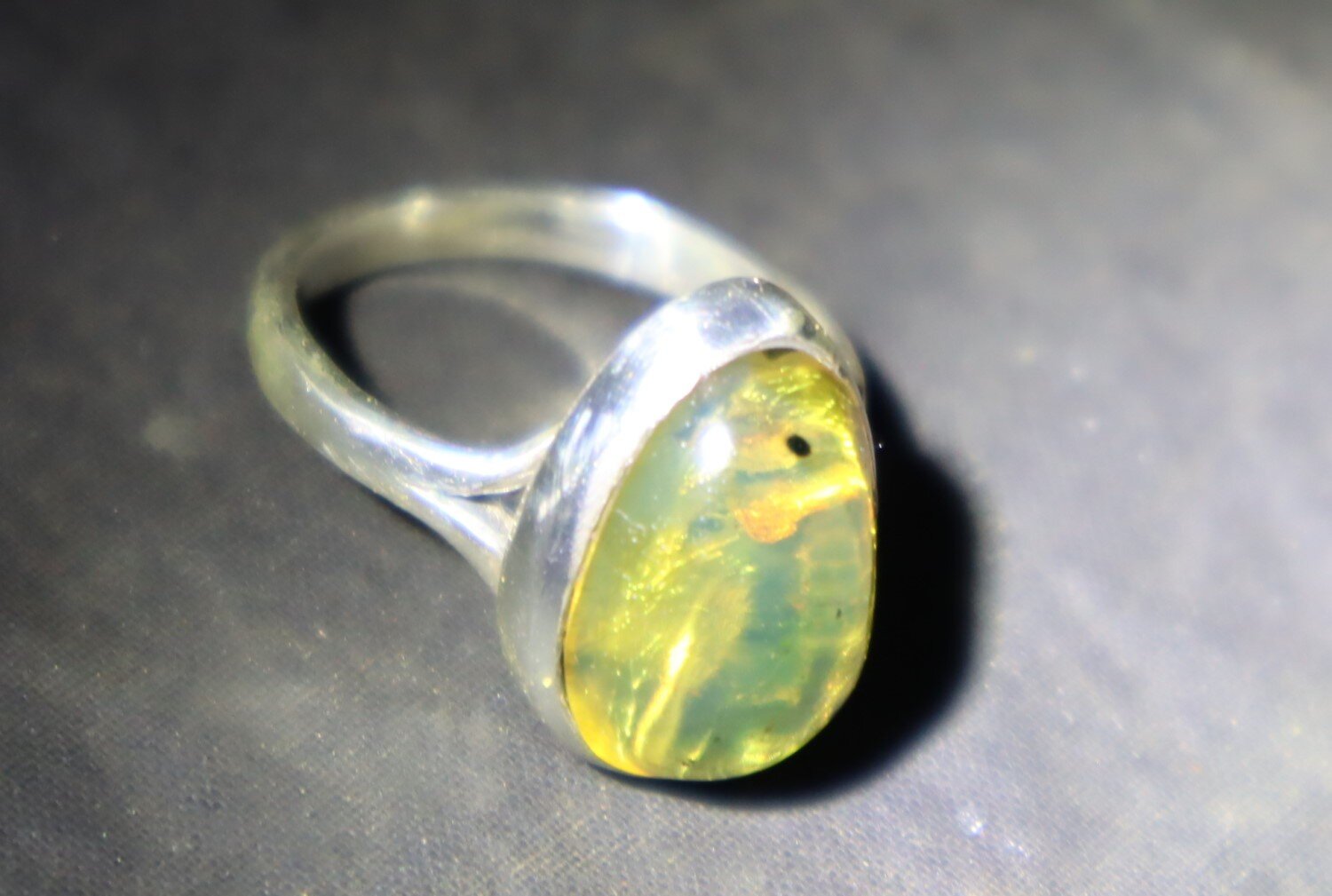 Beautiful Natural Clear Light Green Amber 925 Sterling Silver Ring free resizing – photo 13