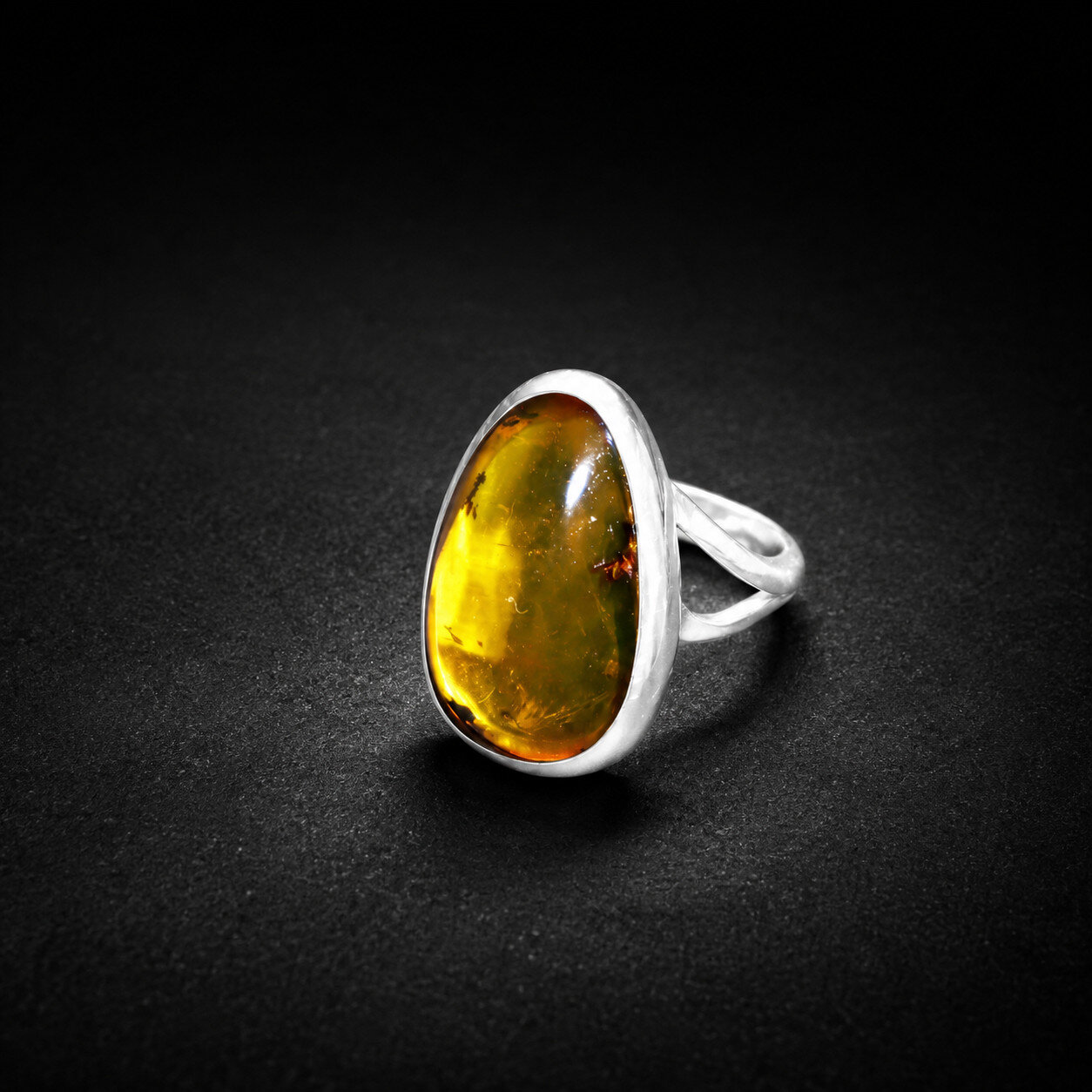 Unique Premium Orange Green Amber 925 Sterling Silver l Ring US#5 free resize – photo 5