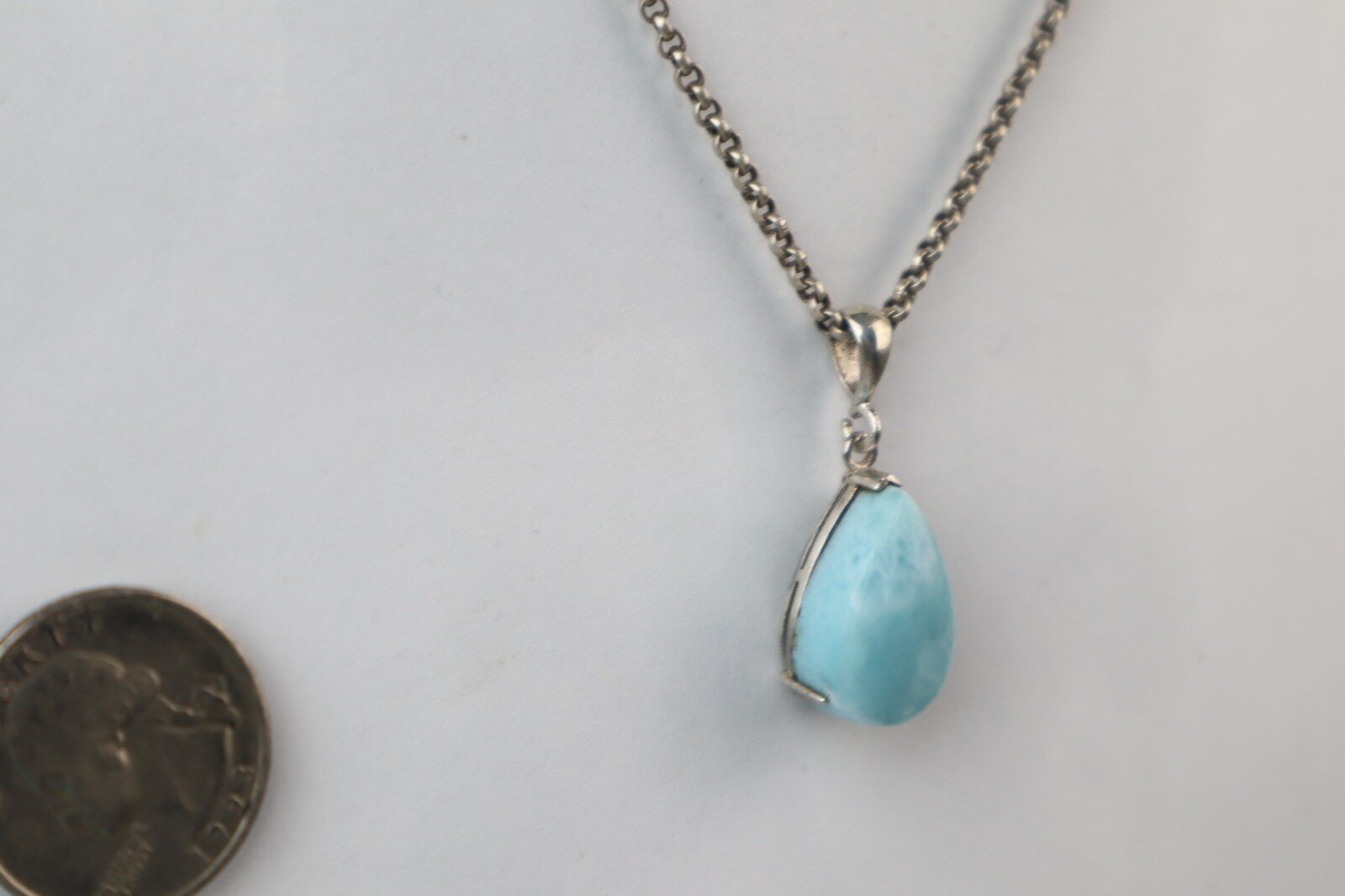 Exquisite Handcrafted Sky Blue Larimar 925 Sterling Silver Sun Pendant 39mm – photo 5