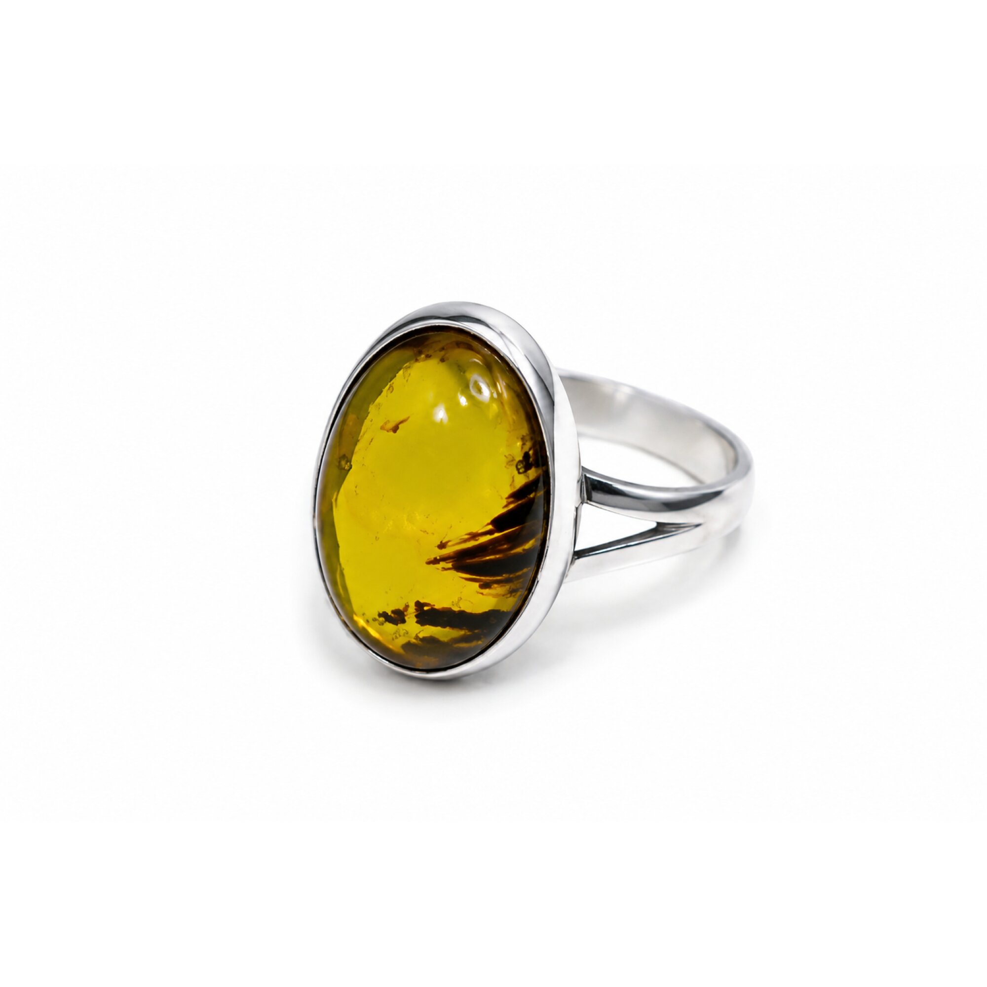 Rare Green Blue Dominican Amber 925 Sterling Silver Clear Oval Ring #9 – photo 5