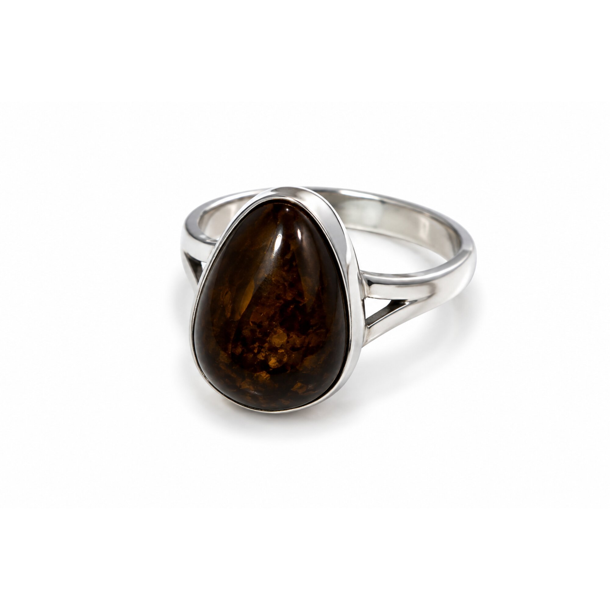 Master Artisan Warm Brown Dominican Amber 925 Sterling Silver Clear Freeform Ring #7.25 – photo 4