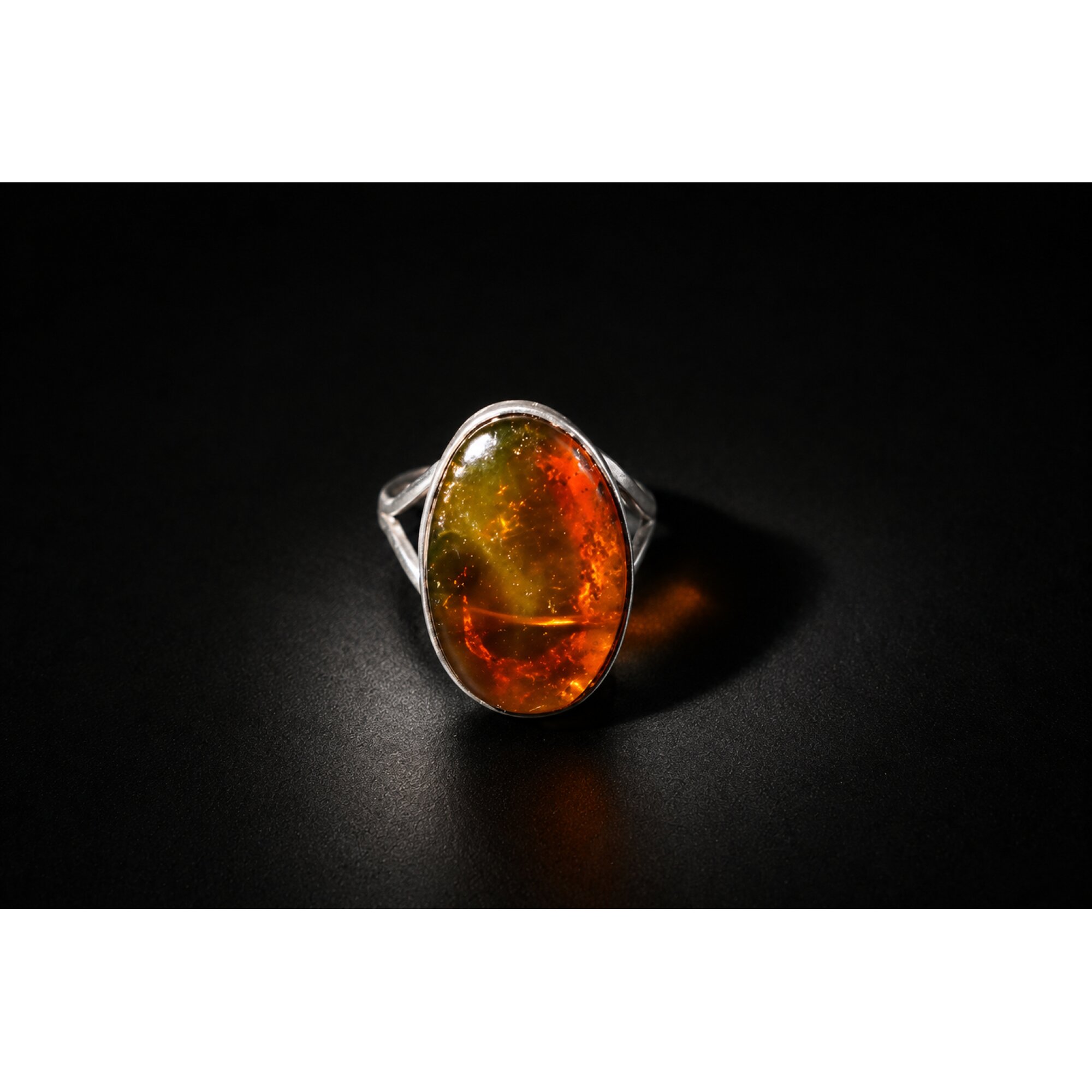 Handmade Clear Orange Brown Dominican Amber 925 Sterling Silver Ring #6.25 – photo 6
