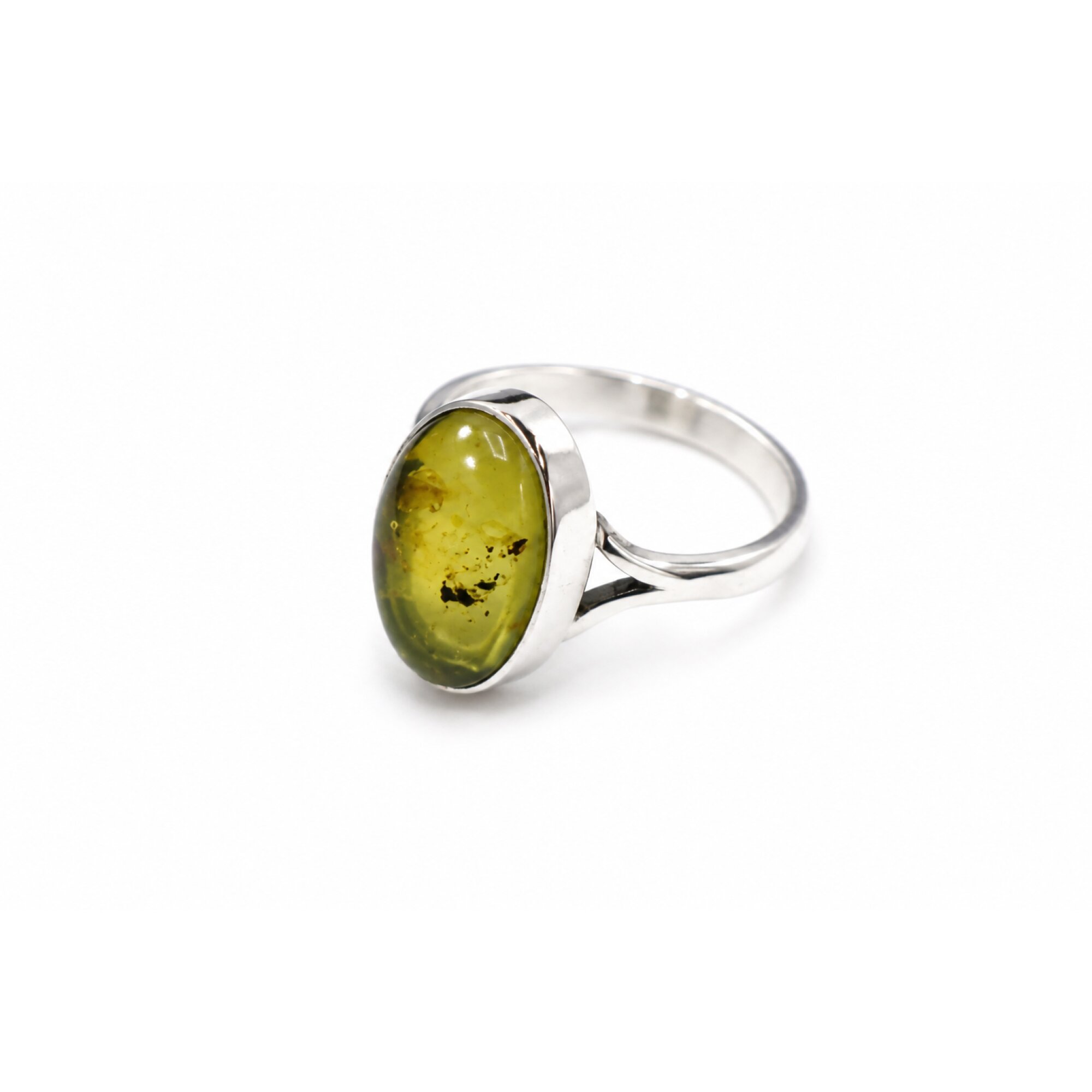 Hand Finished Clear Yellow Blue Dominican Amber 925 Sterling Silver Ring #7 – photo 2