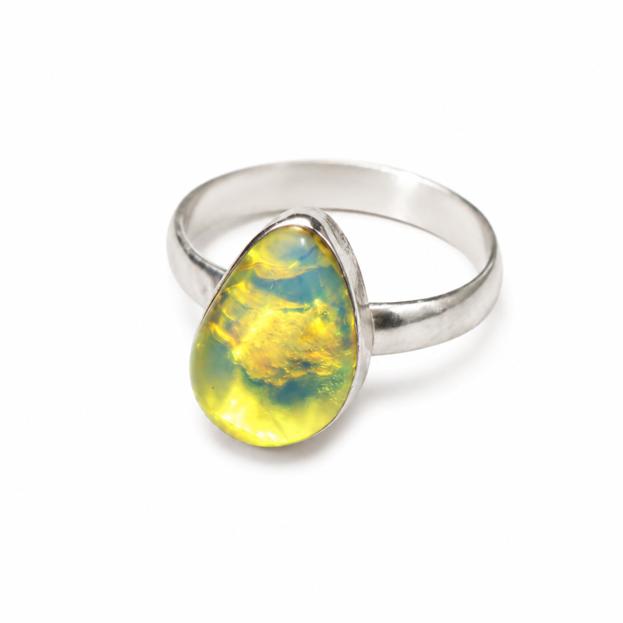 Master Crafted Clear Light Blue Dominican Amber 925 Sterling Silver Ring #7 – photo 4
