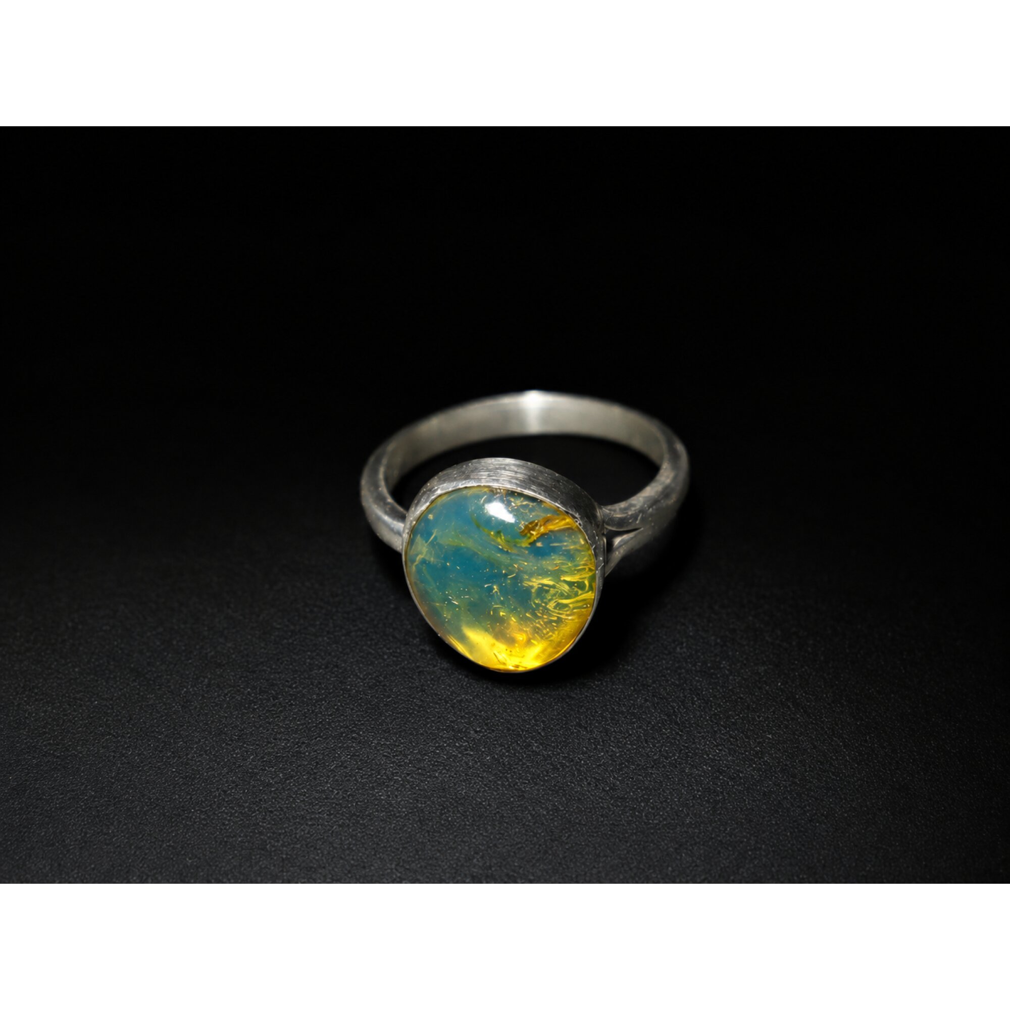 Island Crafted Clear Light Blue Dominican Amber 925 Sterling Silver Ring #6 – photo 2