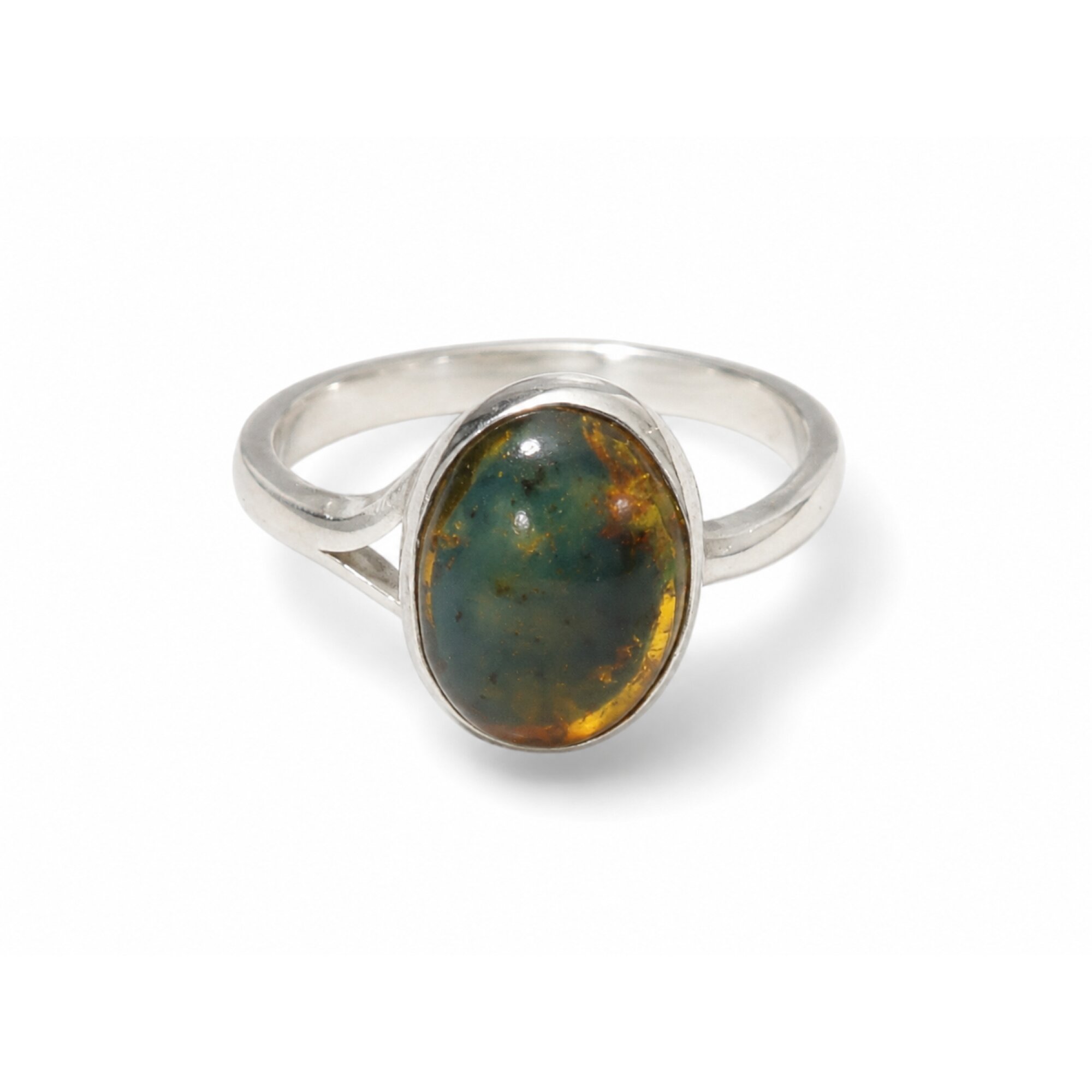 Carefully Handmade Clear Light Blue Dominican Amber 925 Sterling Silver Ring #6.25 – photo 2