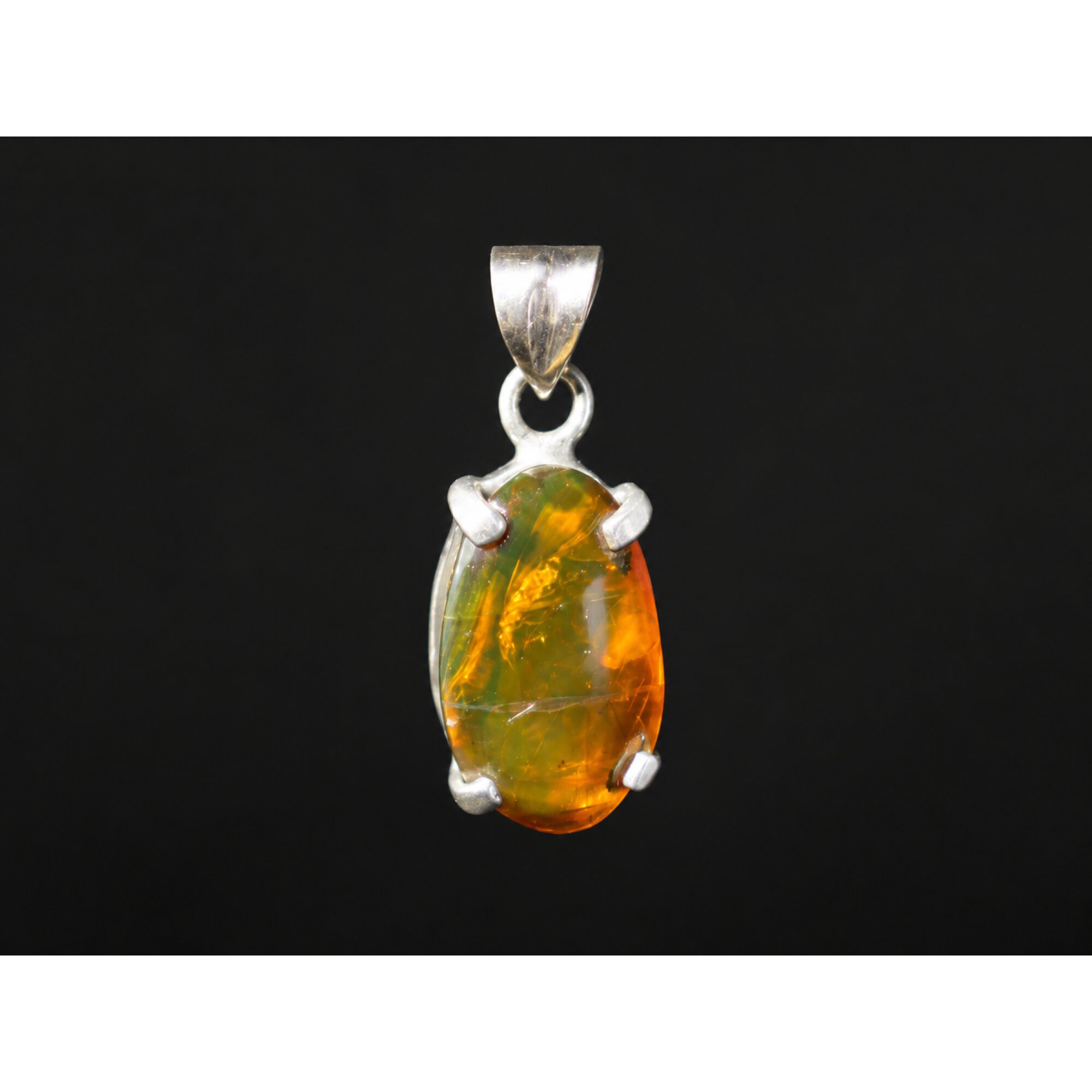 Artisan Crafted Clear Orange Green Dominican Amber 925 Sterling Silver Pendant 30mm – photo 3