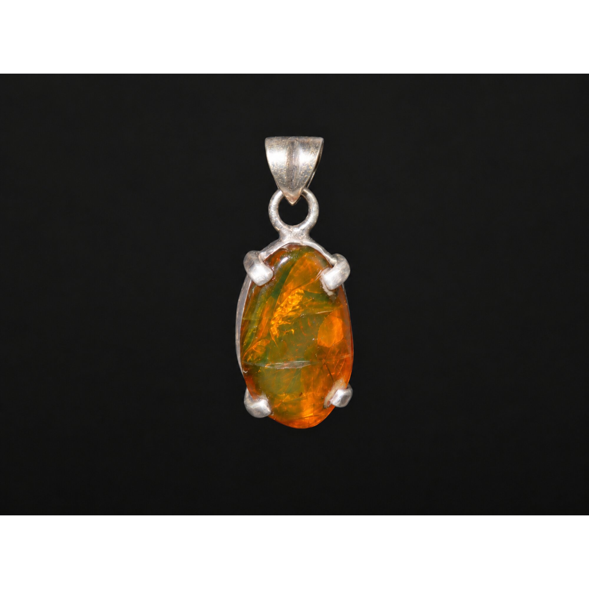Artisan Crafted Clear Orange Green Dominican Amber 925 Sterling Silver Pendant 30mm – photo 4