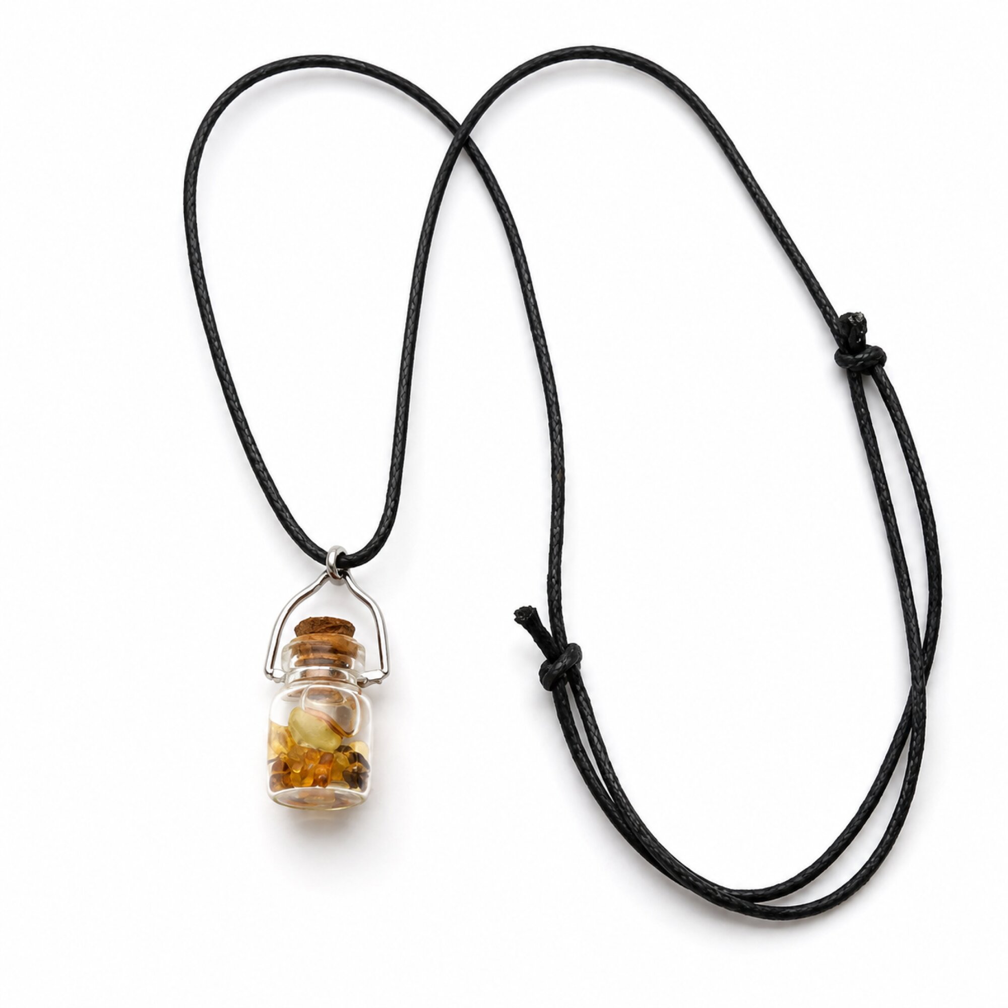 Artisan Crafted Clear Yellow Dominican Amber 925 Sterling Silver Necklace 38mm – photo 2